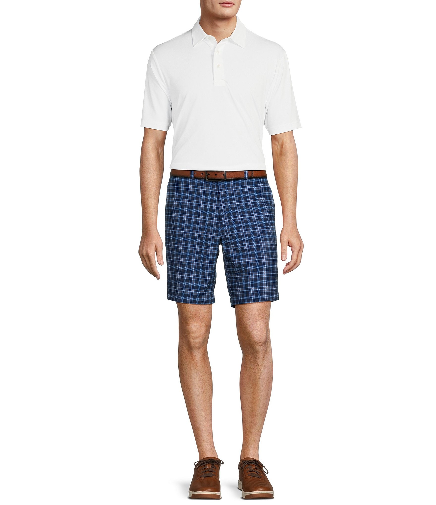 Roundtree Yorke Performance Stretch Fabric Classic Fit 9 double Plaid Shorts CoolSprings Galleria