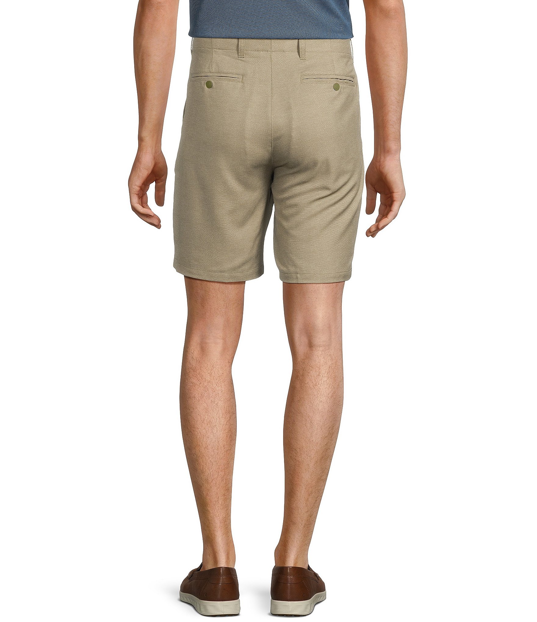 Roundtree & Yorke Performance Stretch Fabric Classic Fit Flat Front 8#double; Horizontal Texutred Shorts