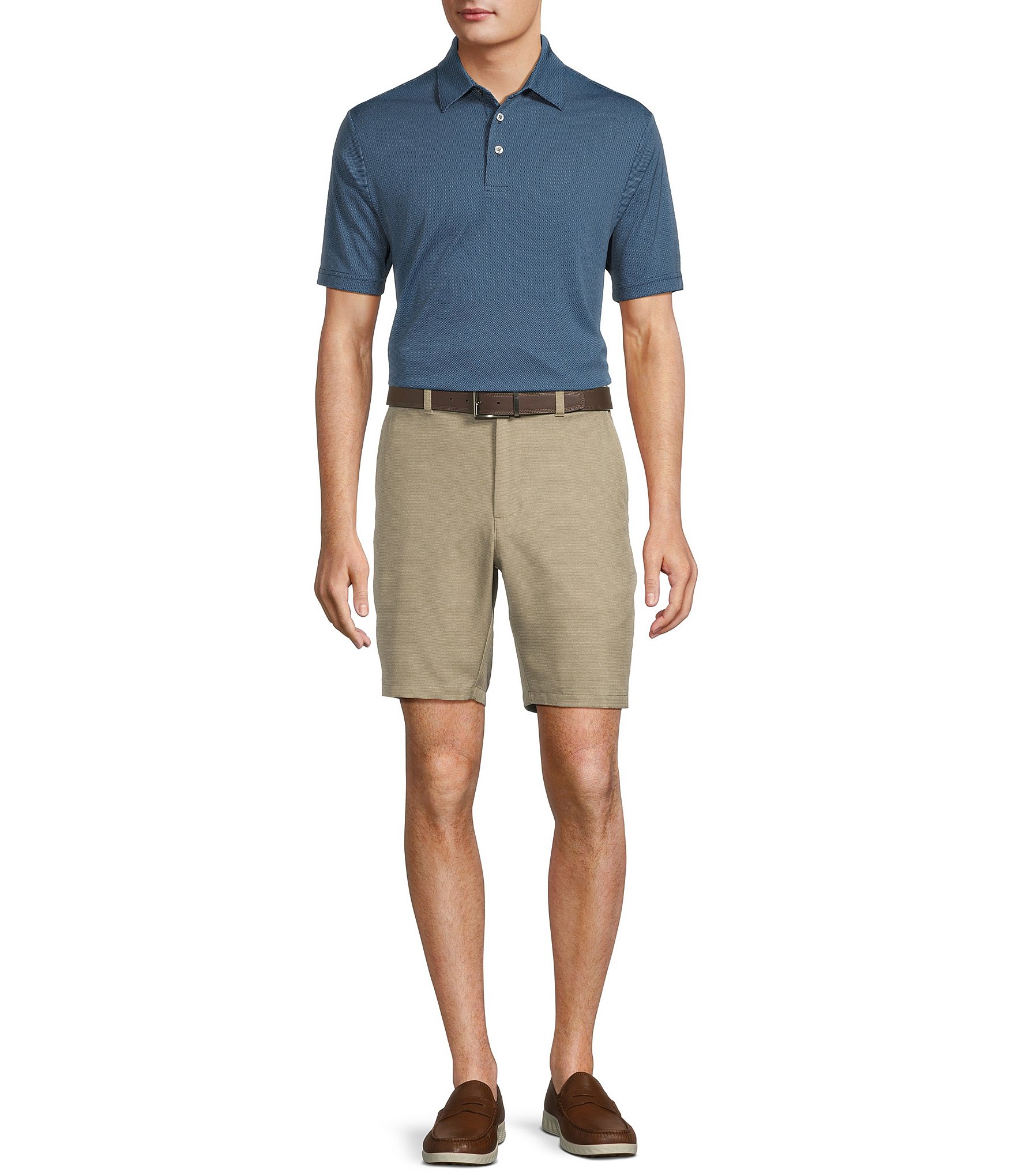 Roundtree & Yorke Performance Stretch Fabric Classic Fit Flat Front 8#double; Horizontal Texutred Shorts