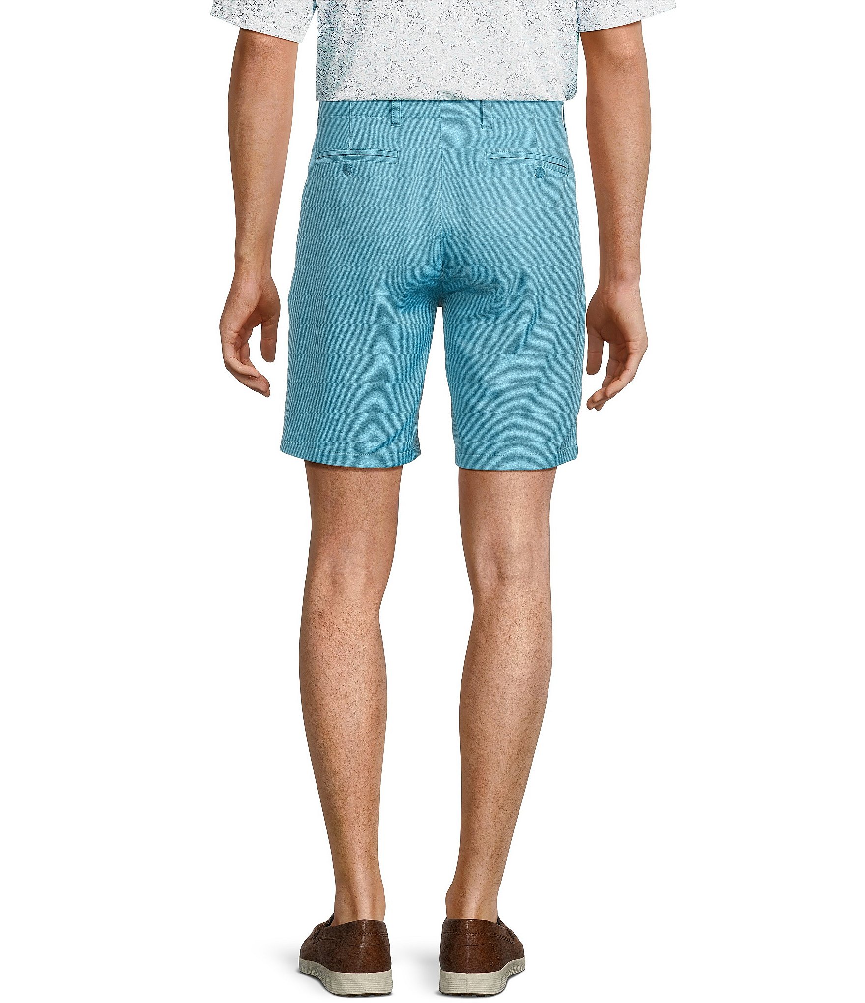 Roundtree & Yorke Performance Stretch Fabric Classic Fit Flat Front 8#double; Horizontal Texutred Shorts