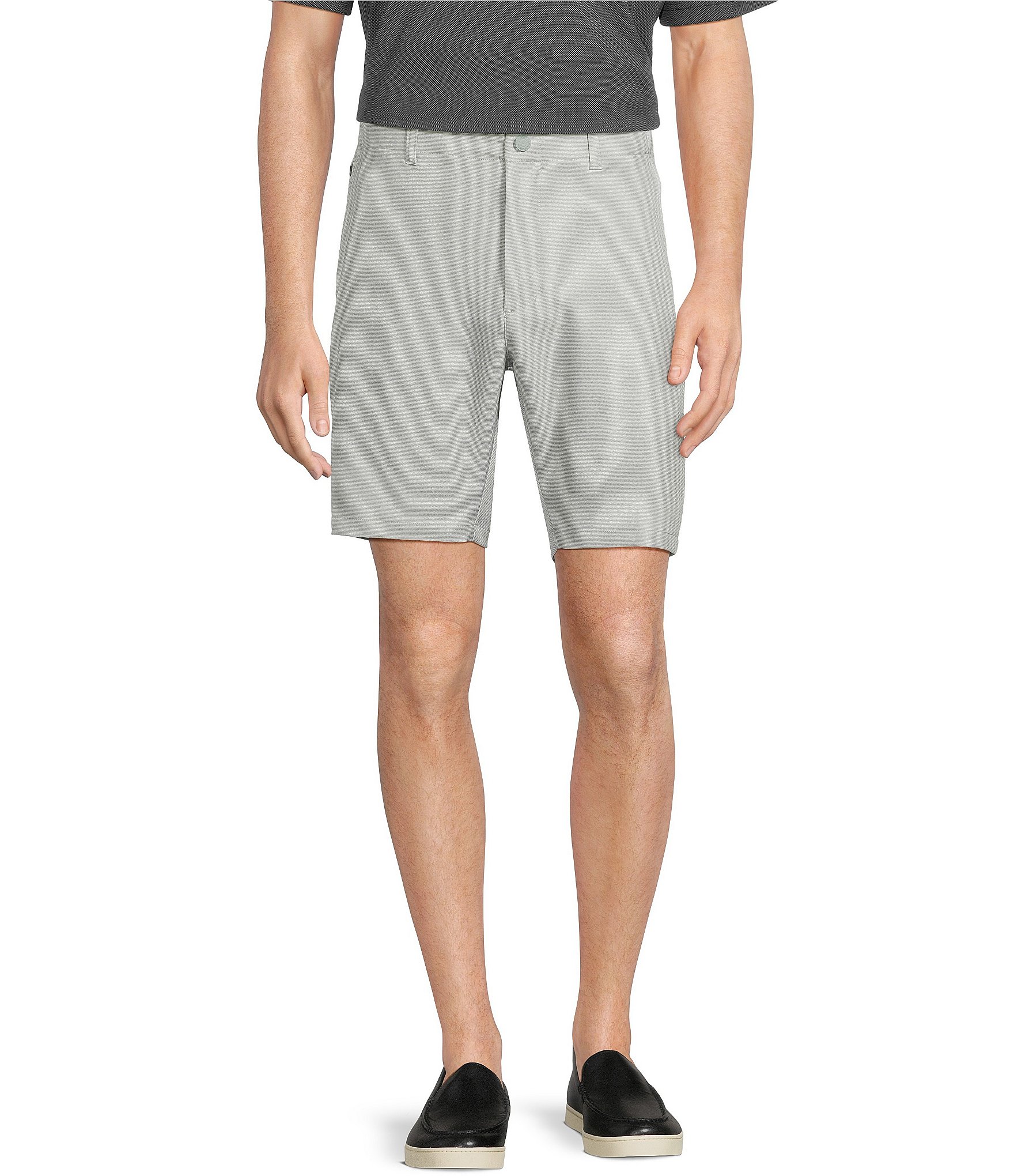 Roundtree & Yorke Performance Stretch Fabric Classic Fit Flat Front 8#double; Horizontal Texutred Shorts