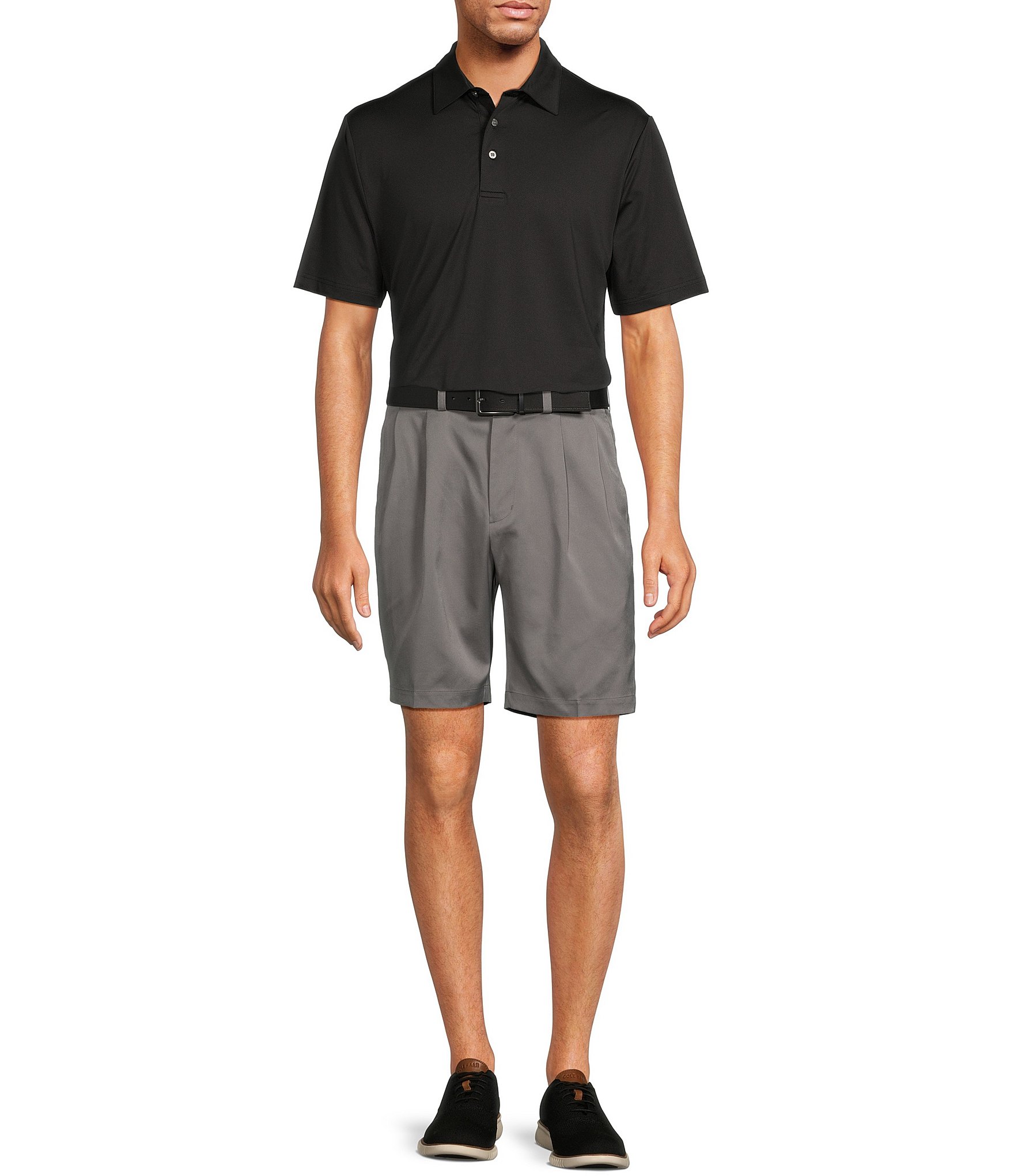 Roundtree & Yorke Performance Stretch Fabric Classic Fit Pleated 9#double; Solid Shorts