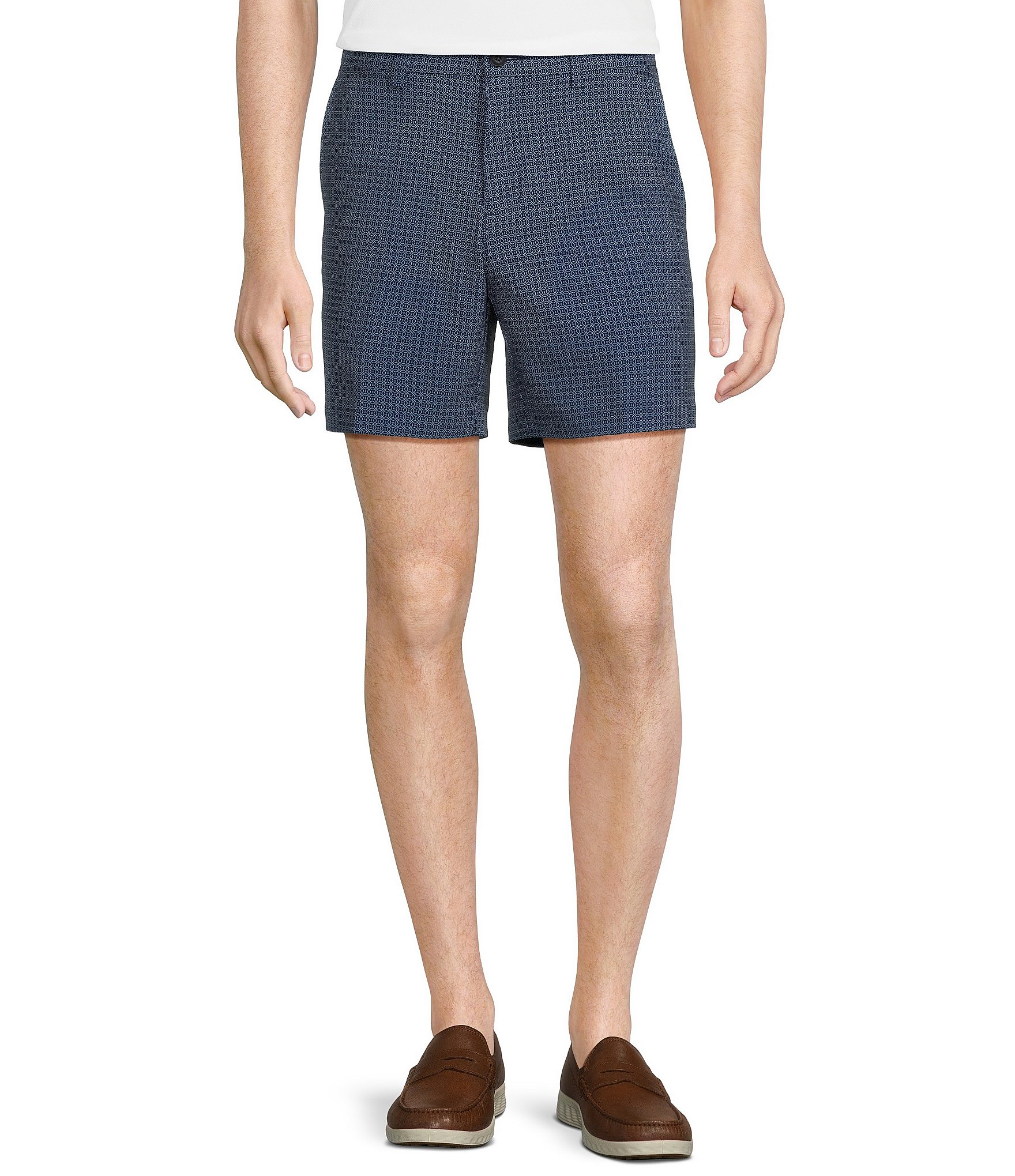 Roundtree & Yorke Performance Stretch Fabric Straight Fit Flat Front 7#double; Geo Printed Shorts