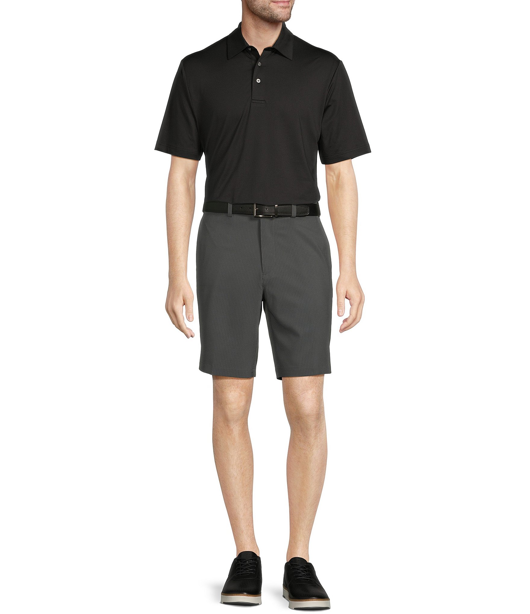 Roundtree & Yorke Performance Text Print Stretch Classic Fit 9#double; Inseam Shorts