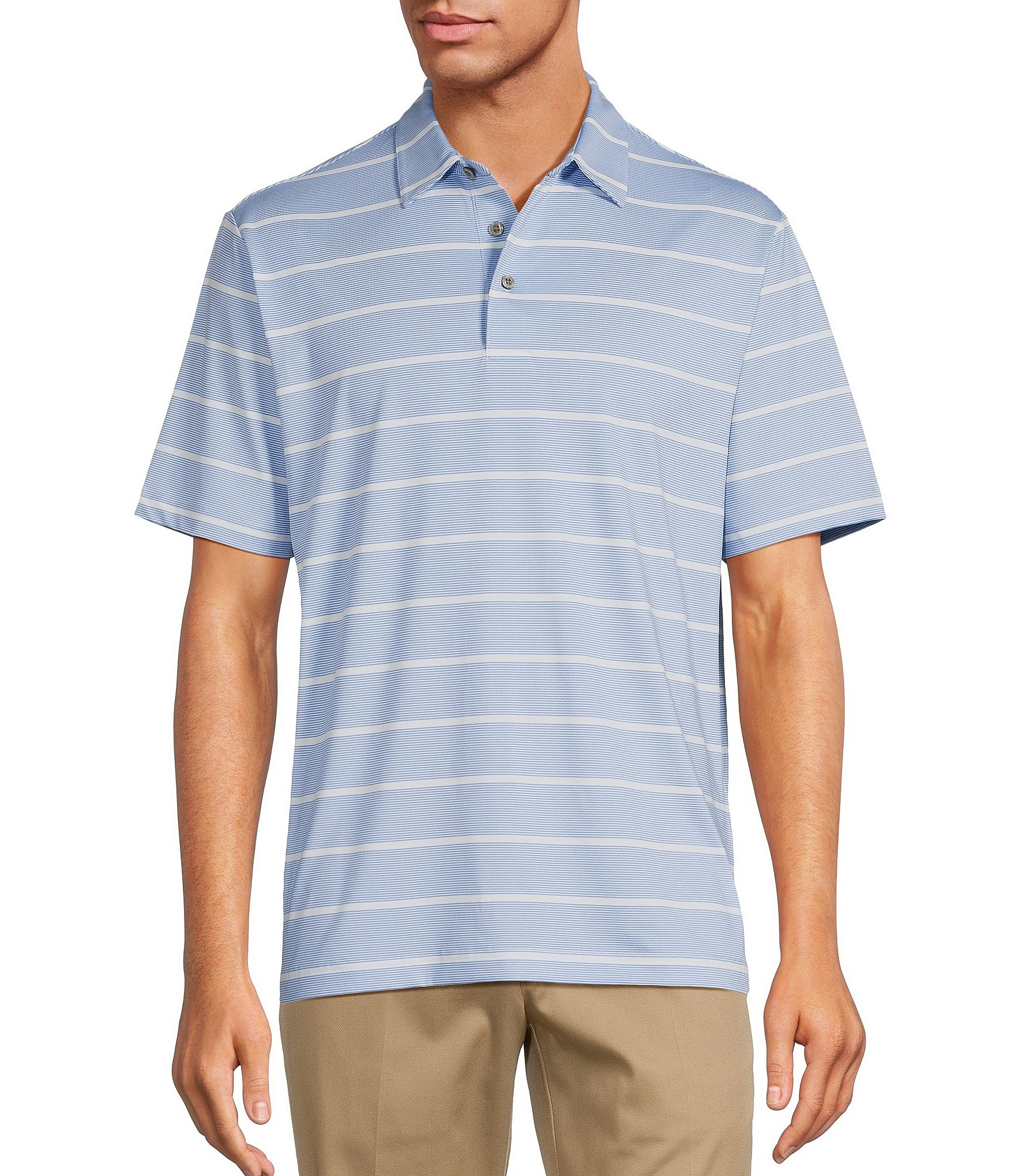 Roundtree & Yorke Performance The Fairway Short Sleeve Stripe Polo Shirt