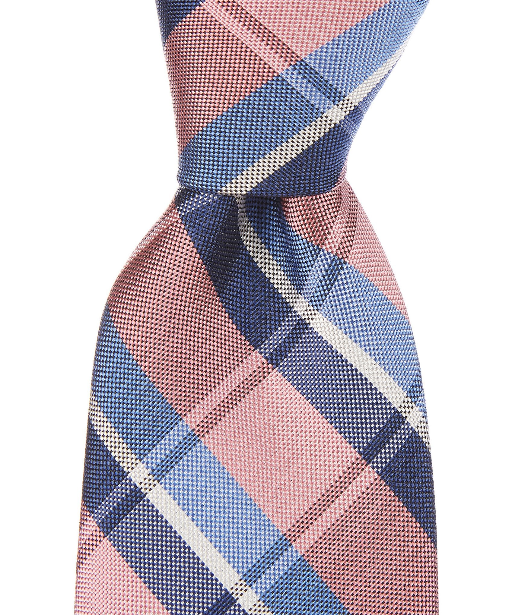 Roundtree & Yorke Plaid 3 1/8#double; Woven Silk Tie