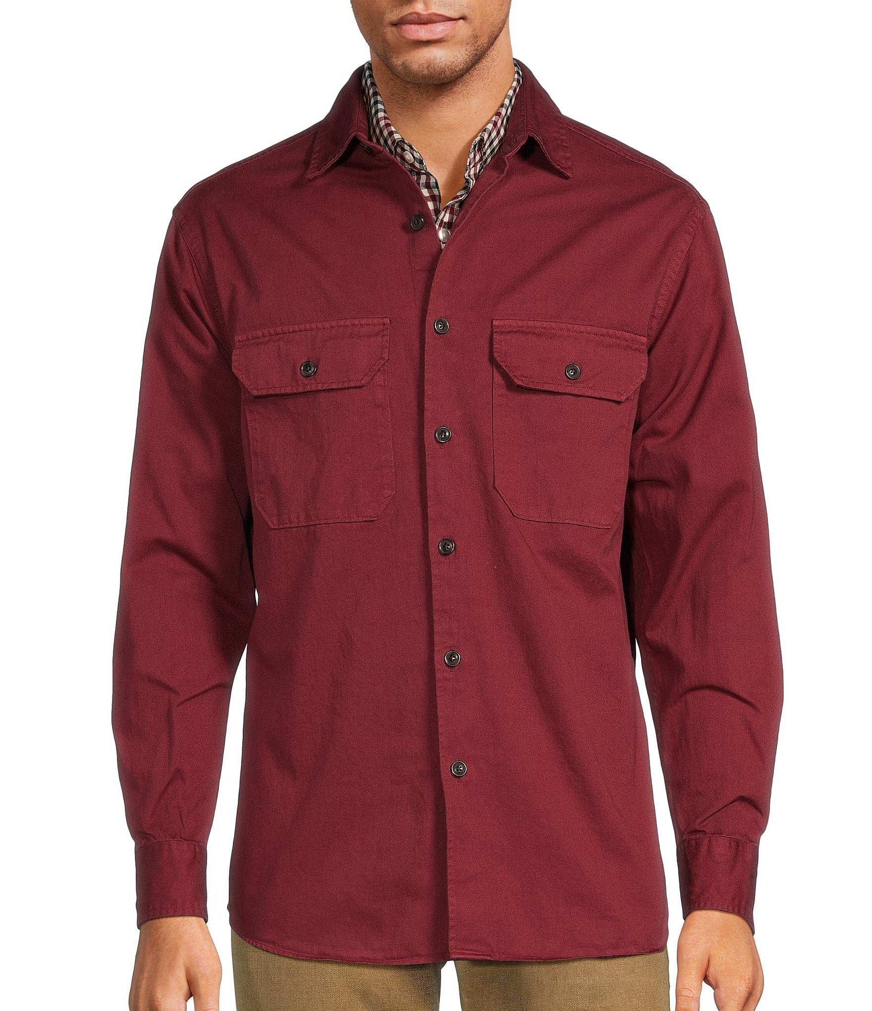 Roundtree & Yorke Long Sleeve Solid Shirt Jacket | Dillard's