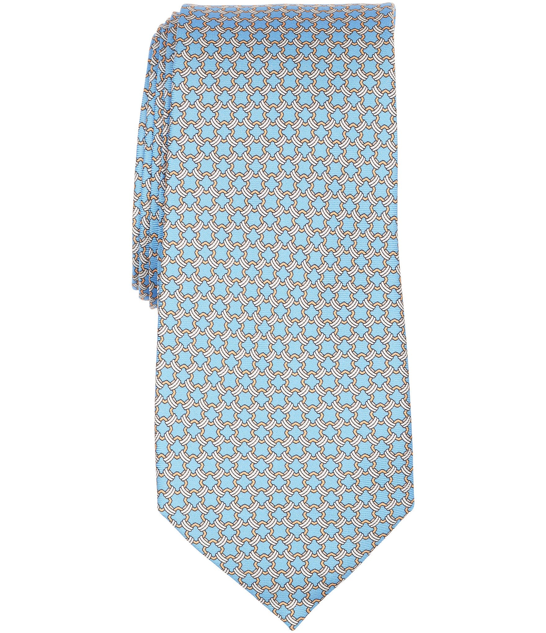 Roundtree & Yorke Rope Chain Neat Traditional Silk Blend Tie