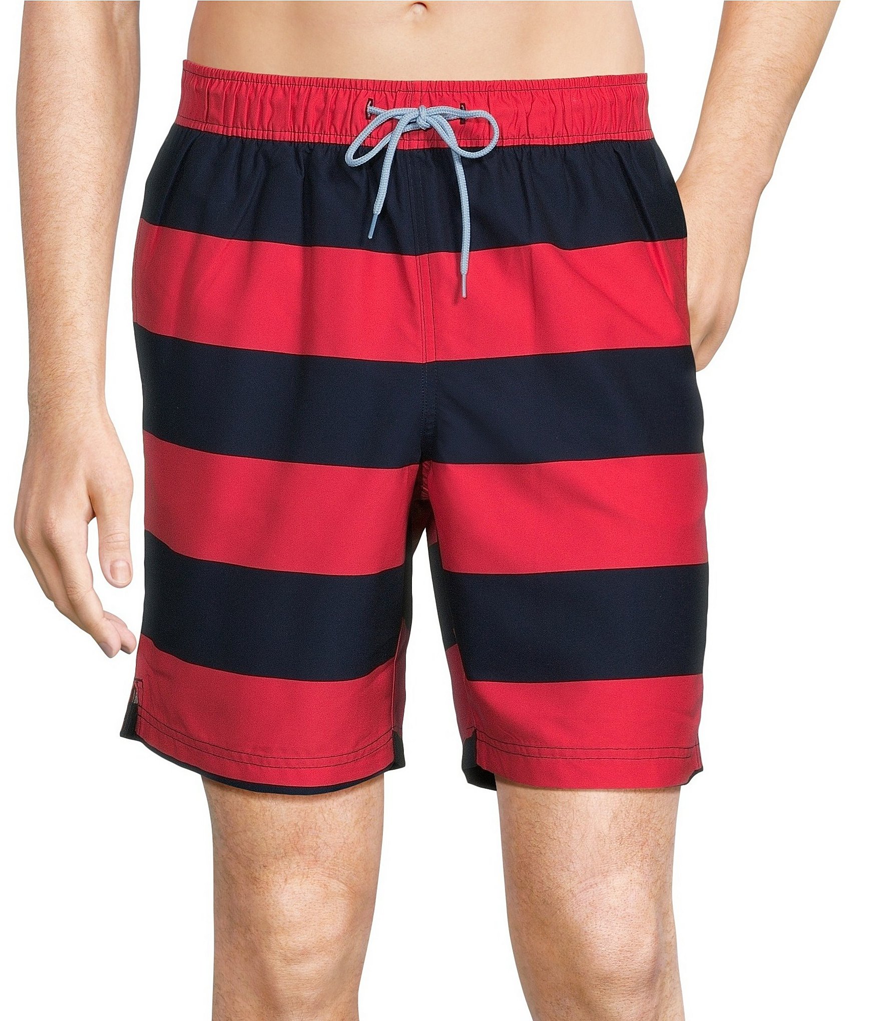 Roundtree & Yorke Rugby Stripe 8#double; Inseam Swim Trunks