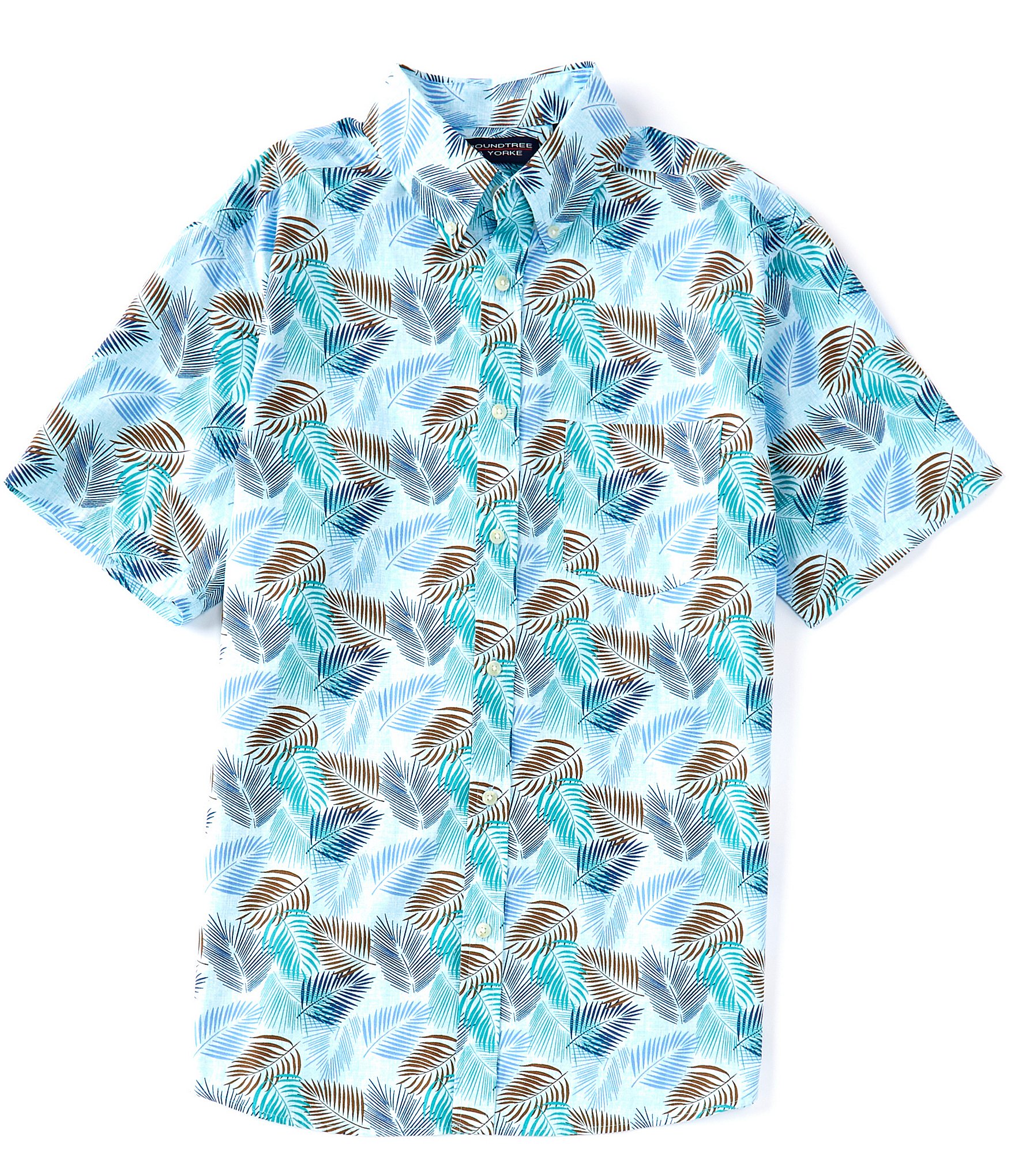 Roundtree & Yorke Short Sleeve Button-Down Leaf Printed Sport Shirt ...