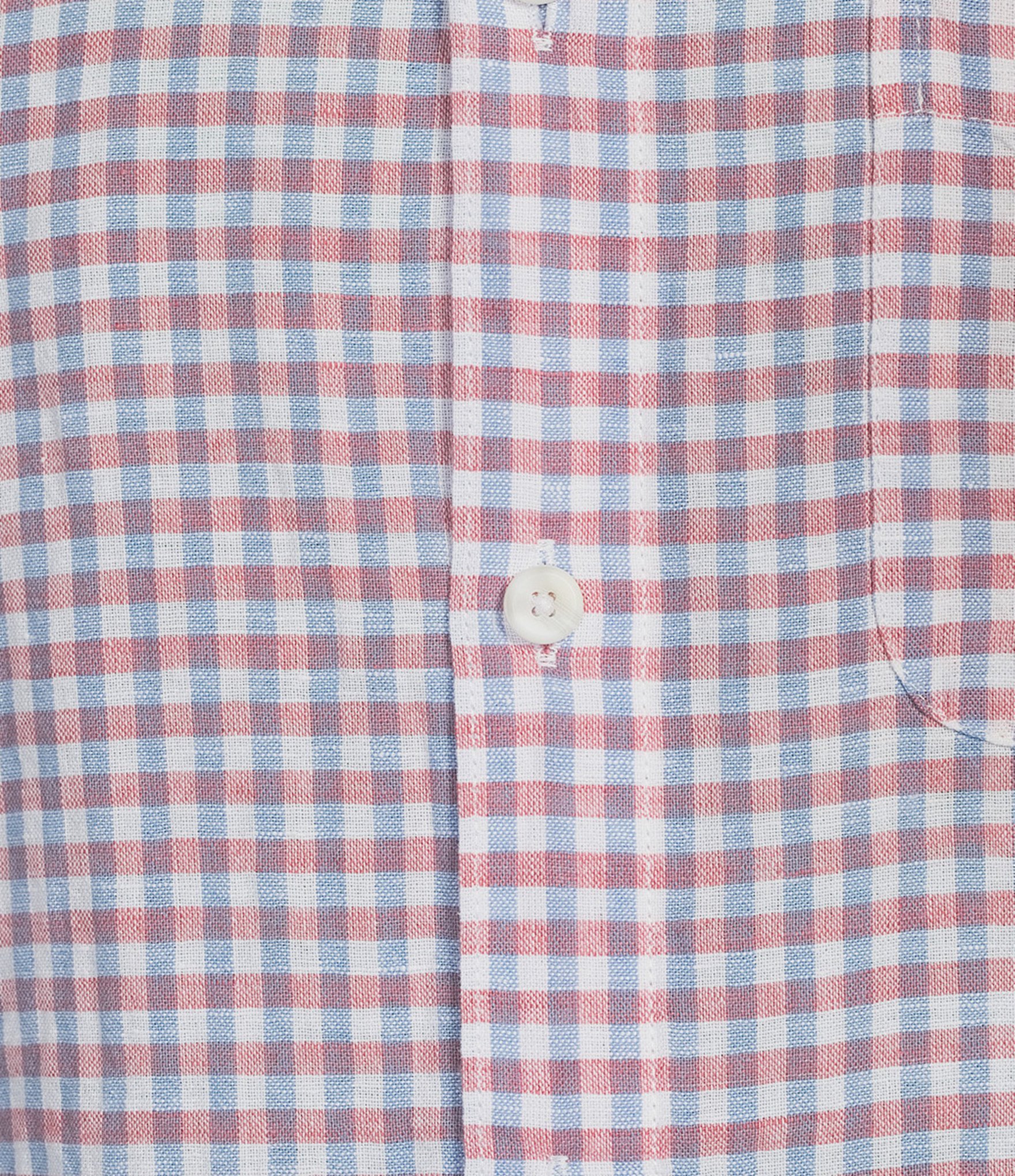 Roundtree & Yorke Short Sleeve Check Pattern Linen Blend Button Front Sport Shirt