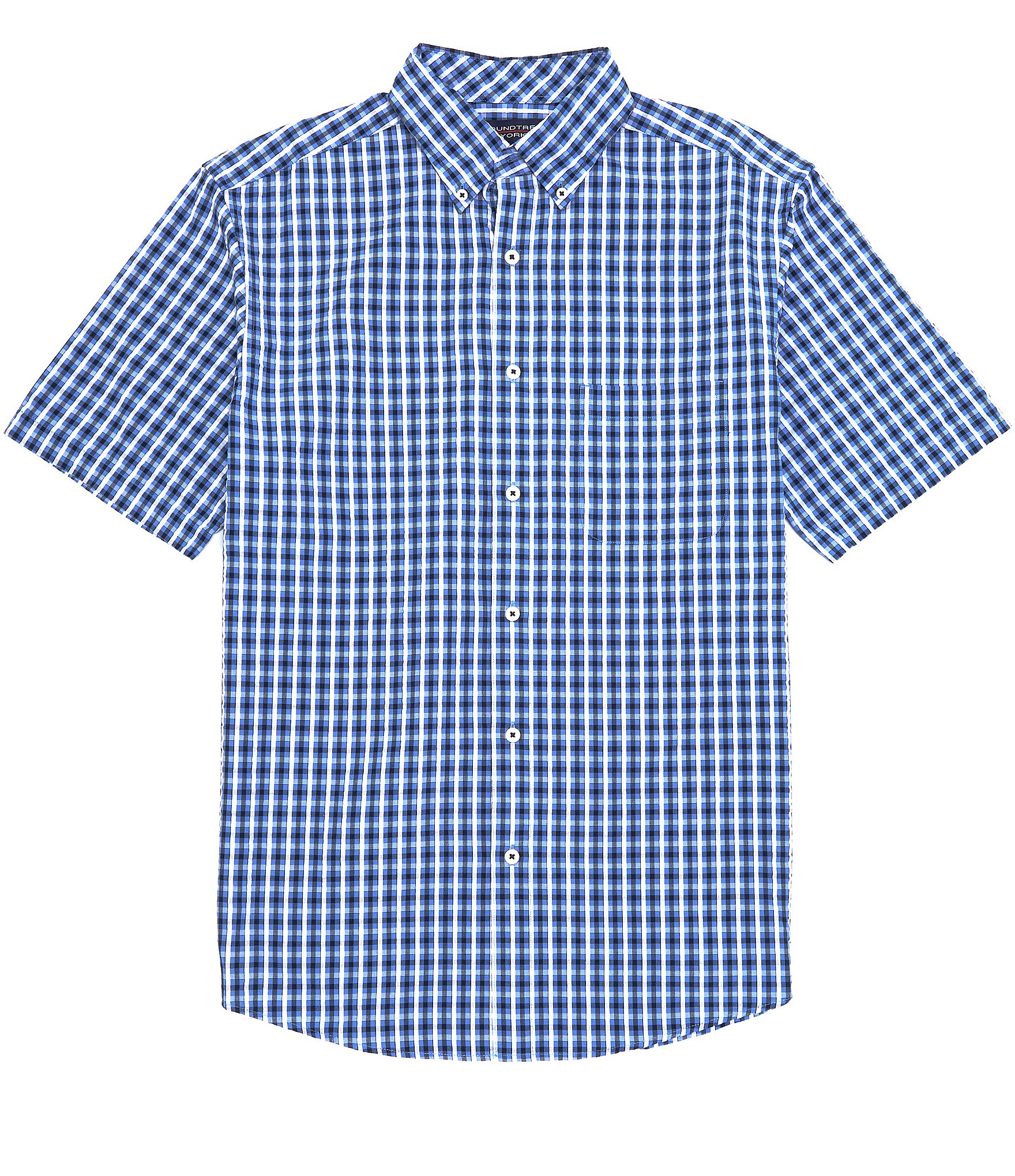Roundtree & Yorke Short-Sleeve Checkered Seersucker Sport Shirt | Dillard's