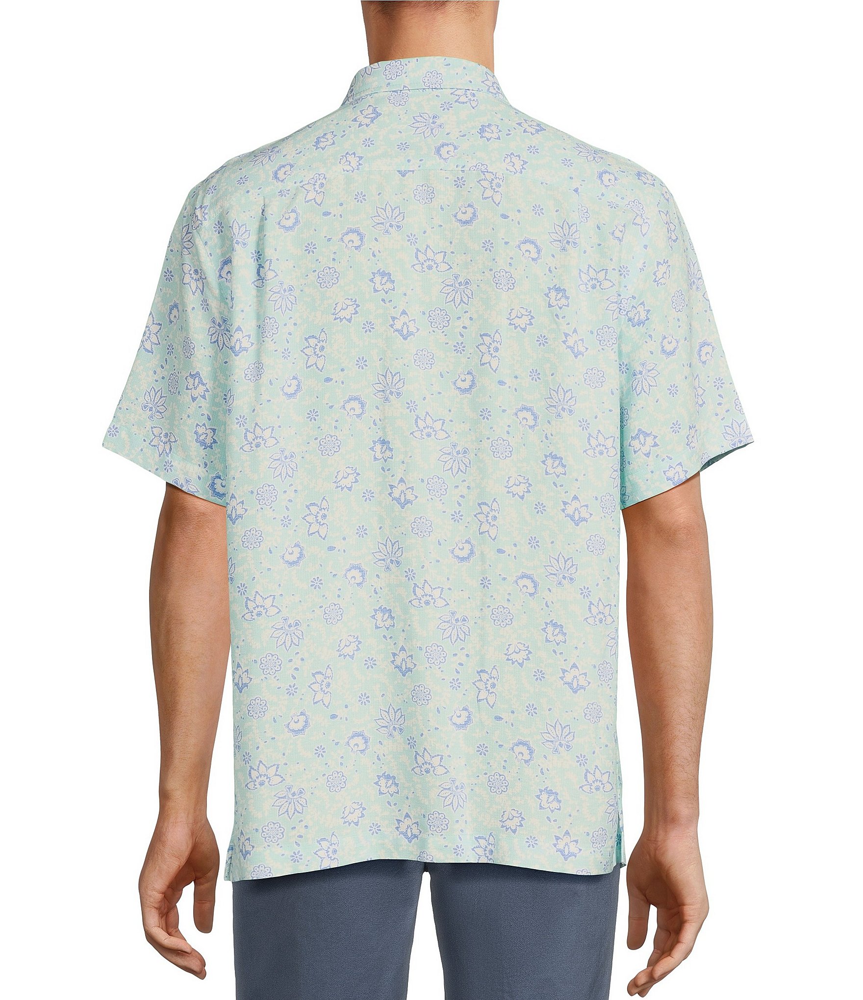 Roundtree & Yorke Short Sleeve Floral Polynosic Sport Shirt