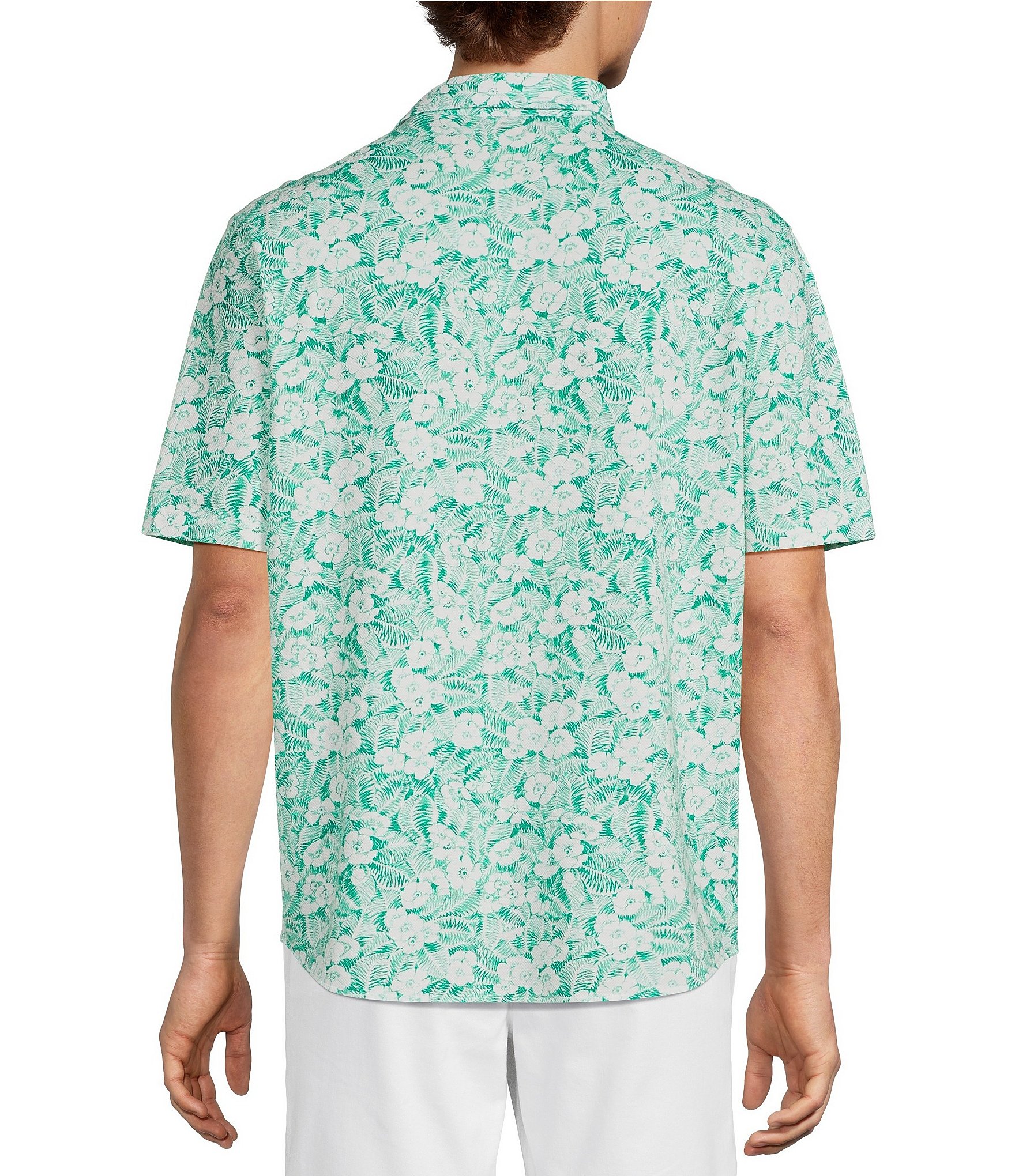 Roundtree & Yorke Short Sleeve Floral Print Button Front Shirt