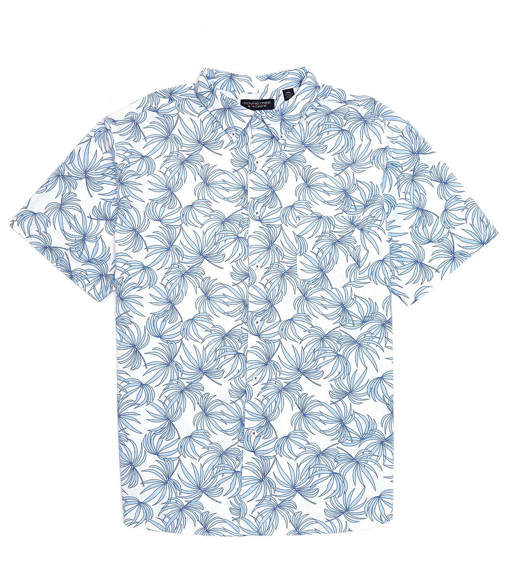 Roundtree & Yorke Short Sleeve Floral Print Seersucker Sport Shirt ...