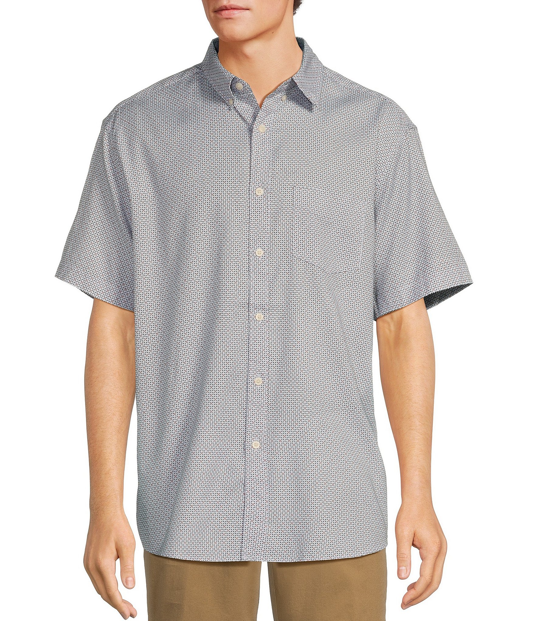 Roundtree & Yorke Short Sleeve Geometric Print Sport Shirt