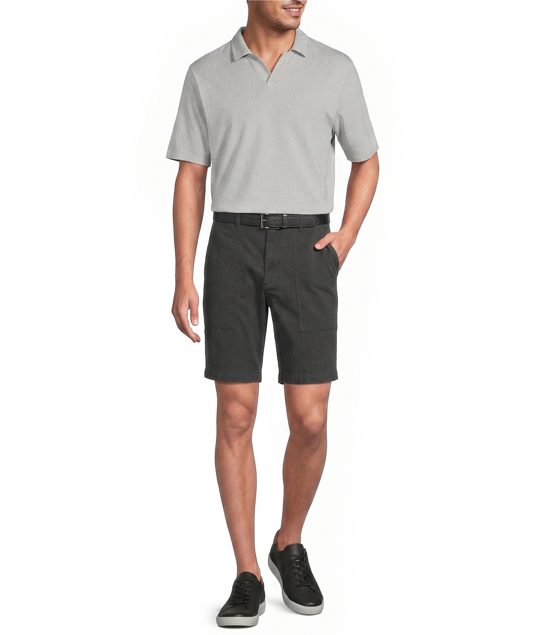 Roundtree & Yorke Short Sleeve Johnny Collar Shirt