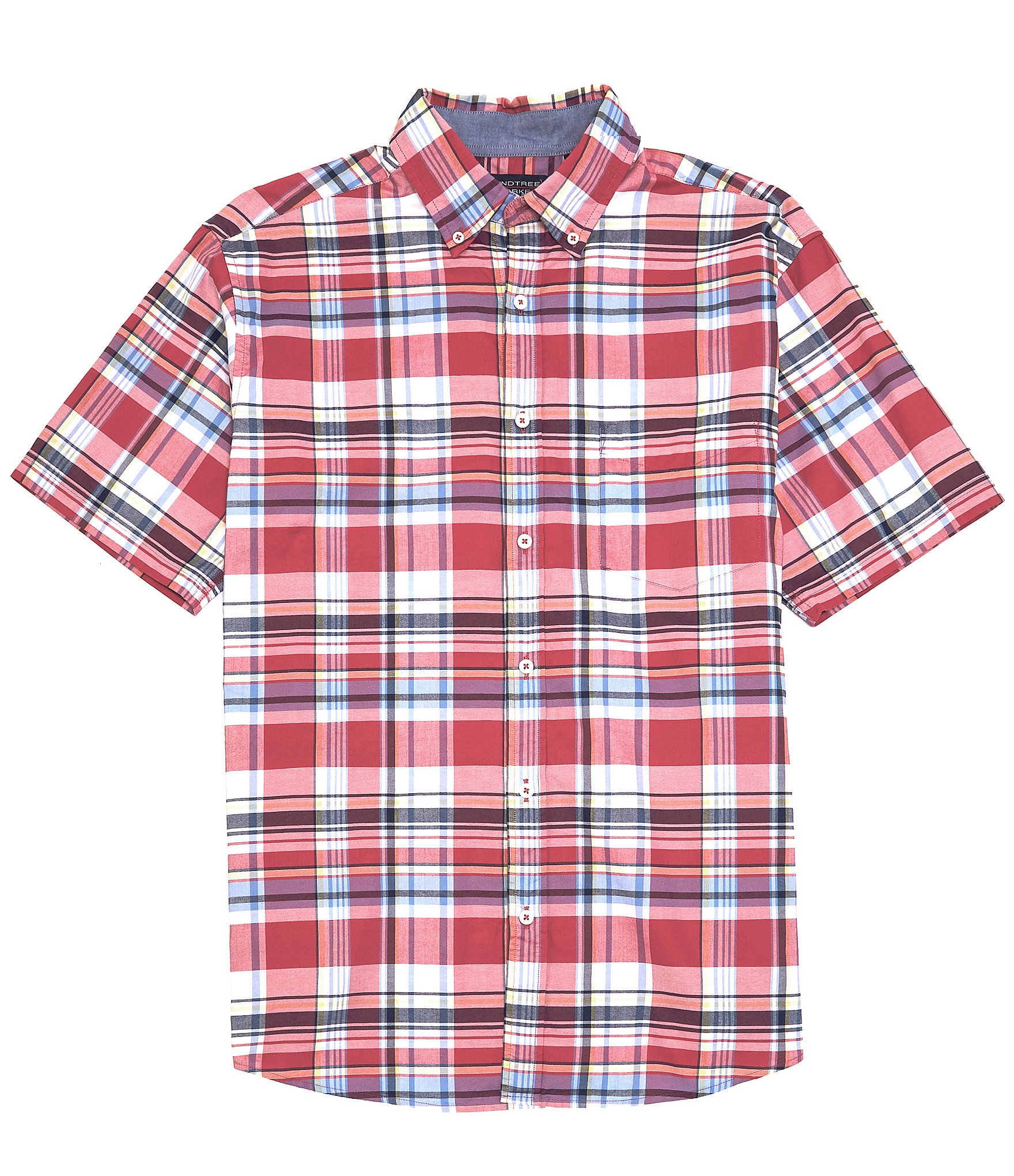 Roundtree & Yorke Short Sleeve Large Plaid Oxford Sport Shirt | Dillard's