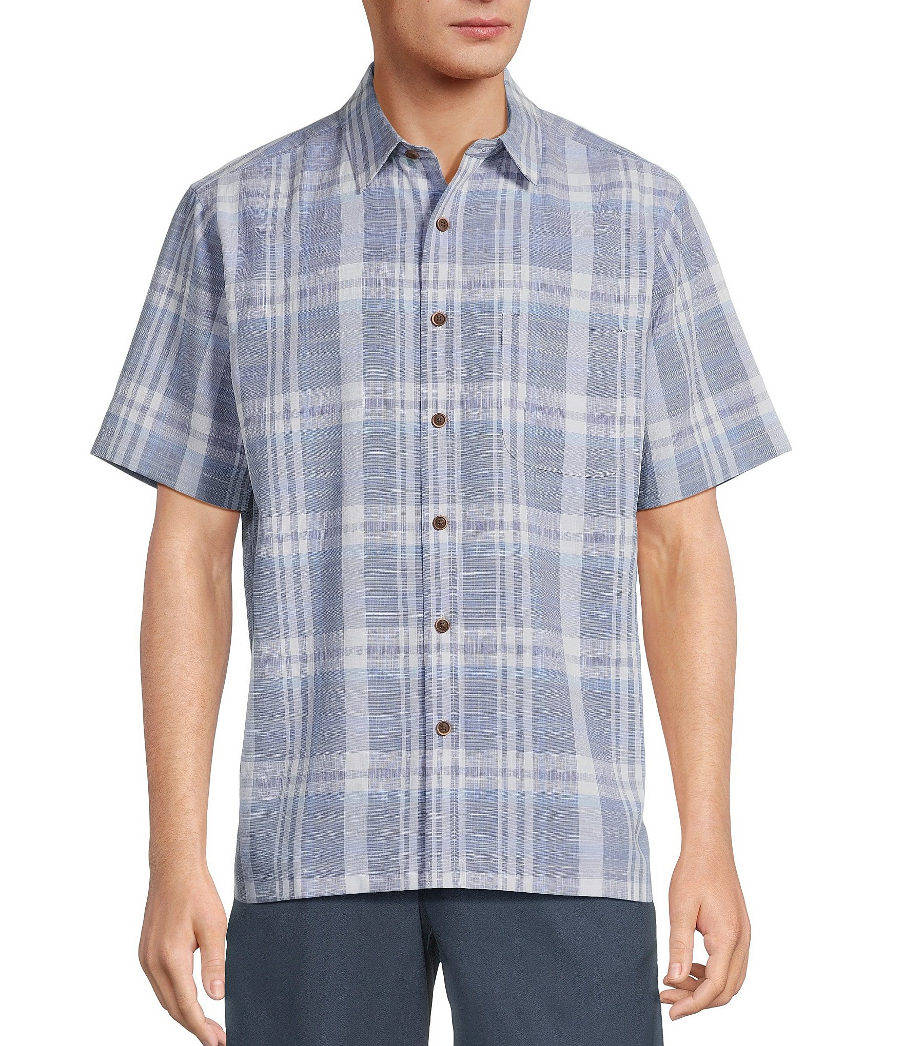 Roundtree & Yorke Short Sleeve Large Plaid Polynosic Sport Roundtree & Yorke Short Sleeve Large Plaid Polynosic Sport