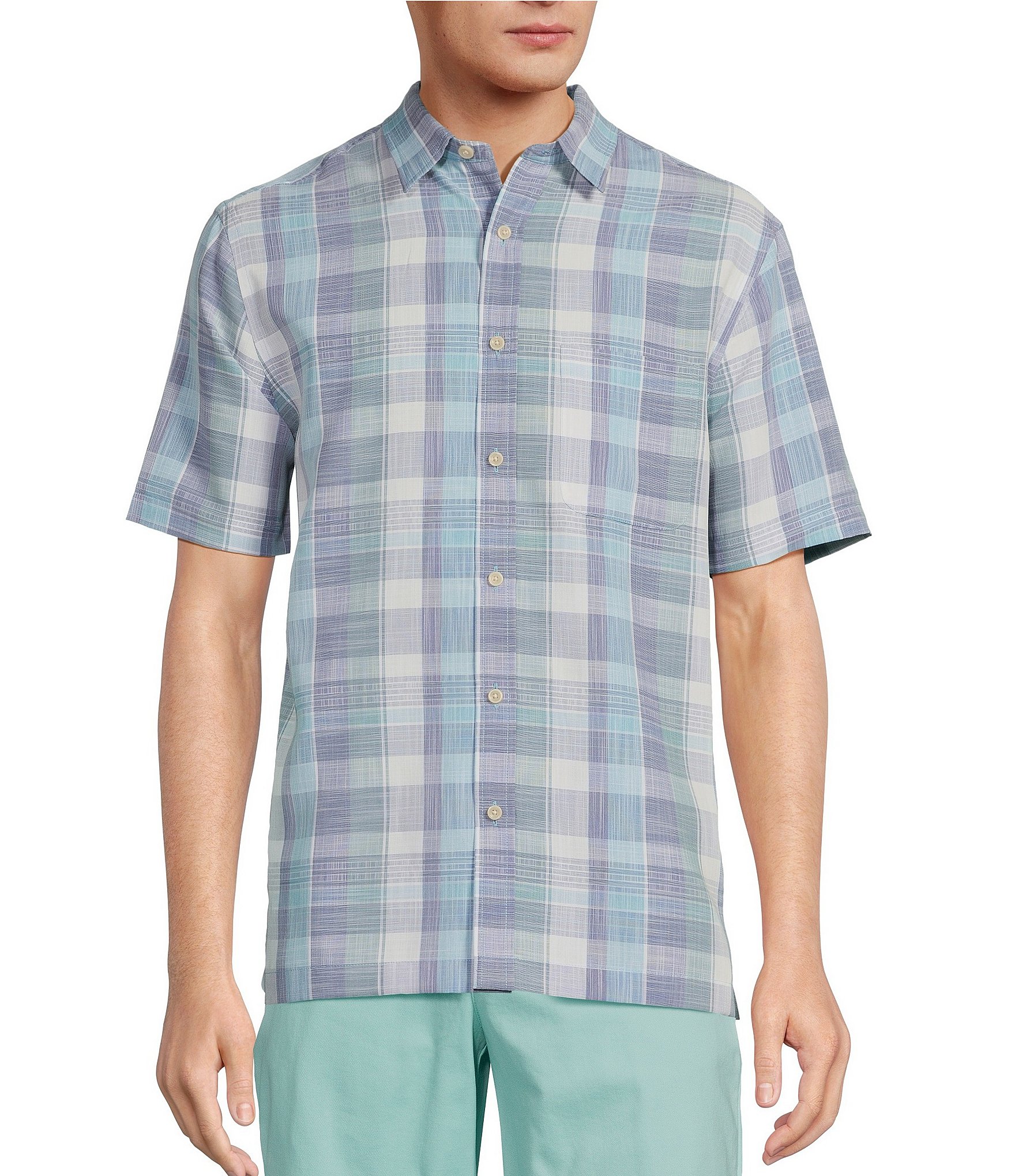 Roundtree & Yorke Short Sleeve Solid Jacquard Sport Shirt