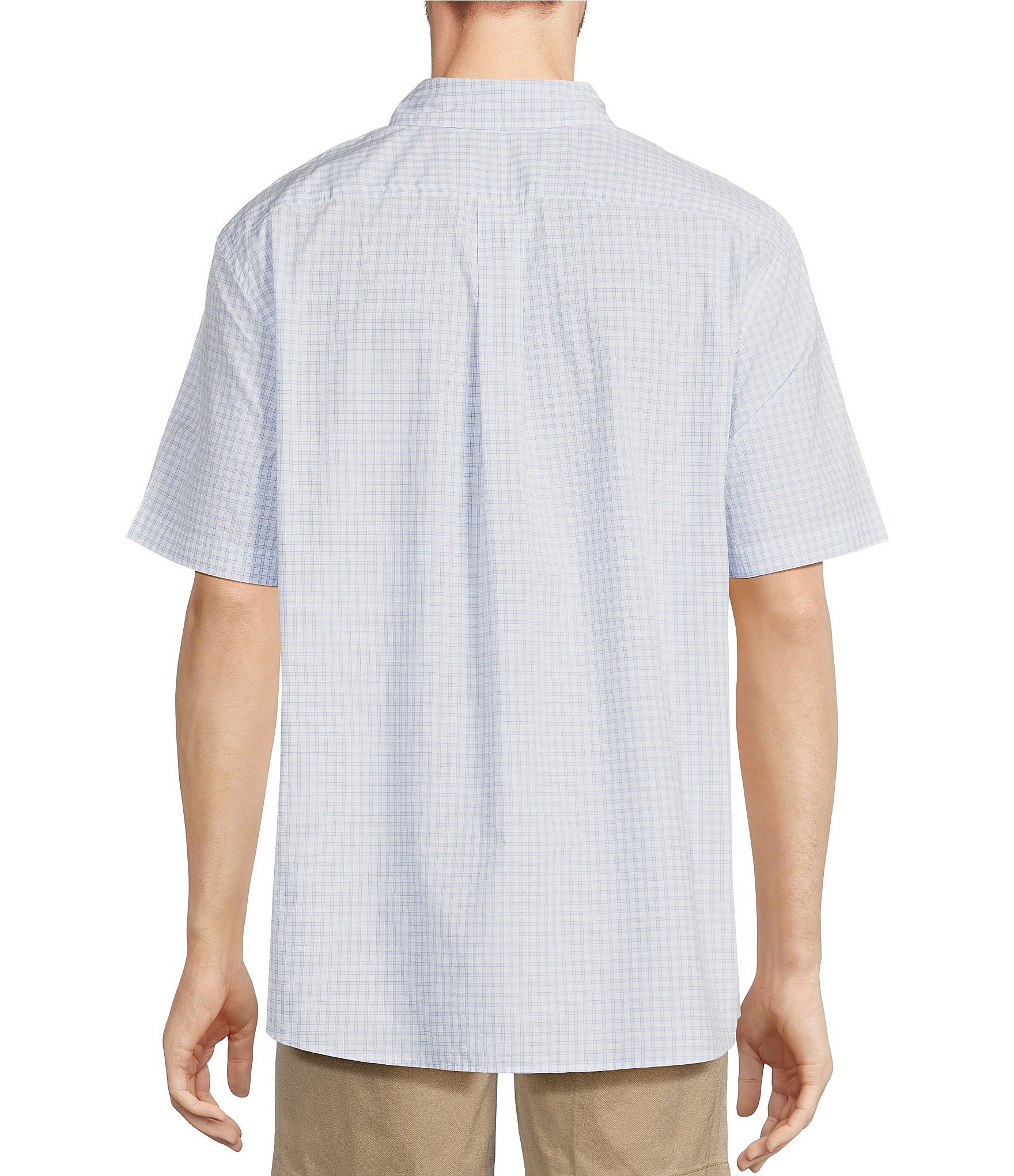 Roundtree & Yorke Short Sleeve Medium Checked Poplin Sport Shirt