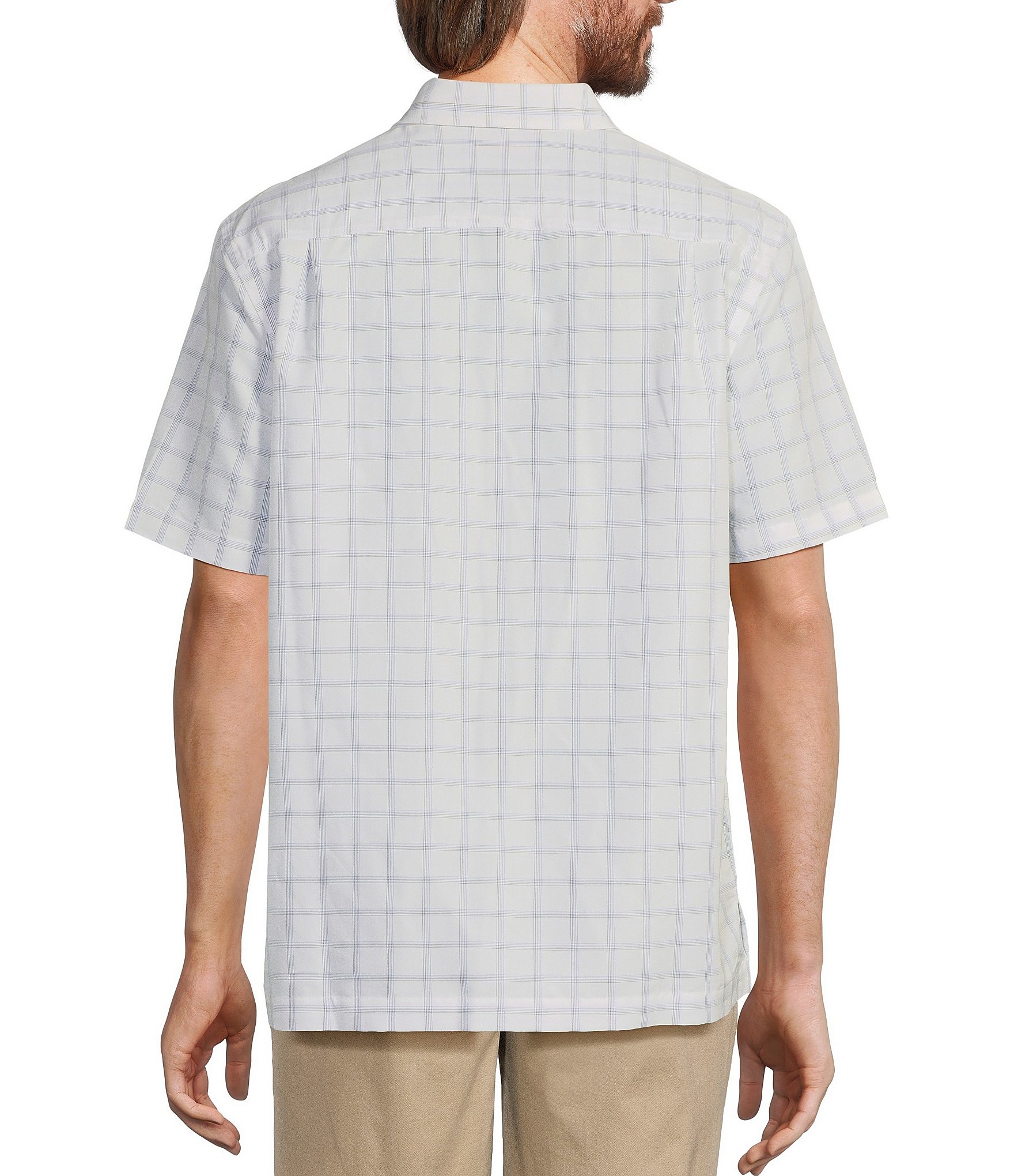 Roundtree & Yorke Short Sleeve Medium Plaid Jacquard Sport Shirt