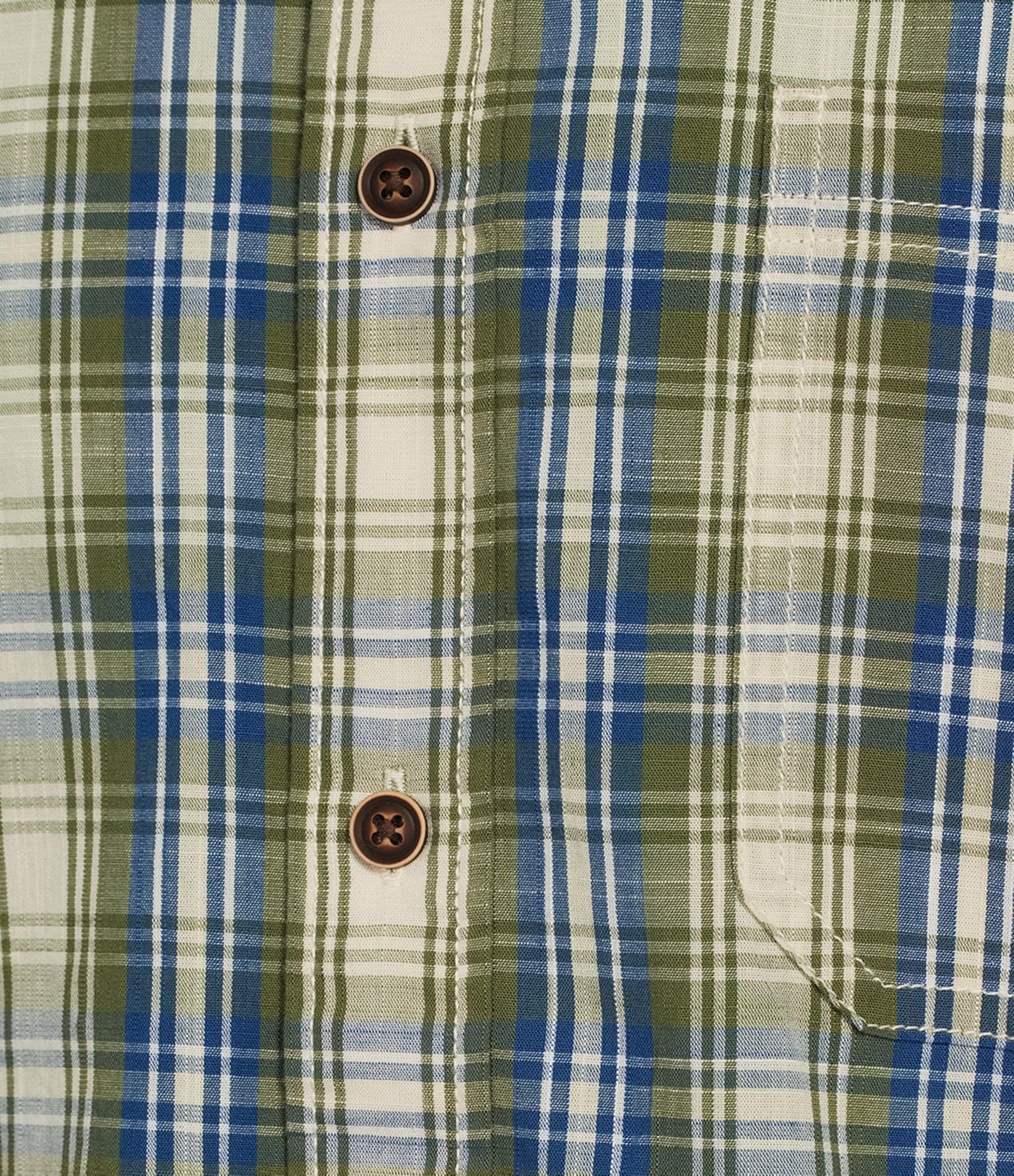 Roundtree & Yorke Short Sleeve Slub Plaid Sport Shirt