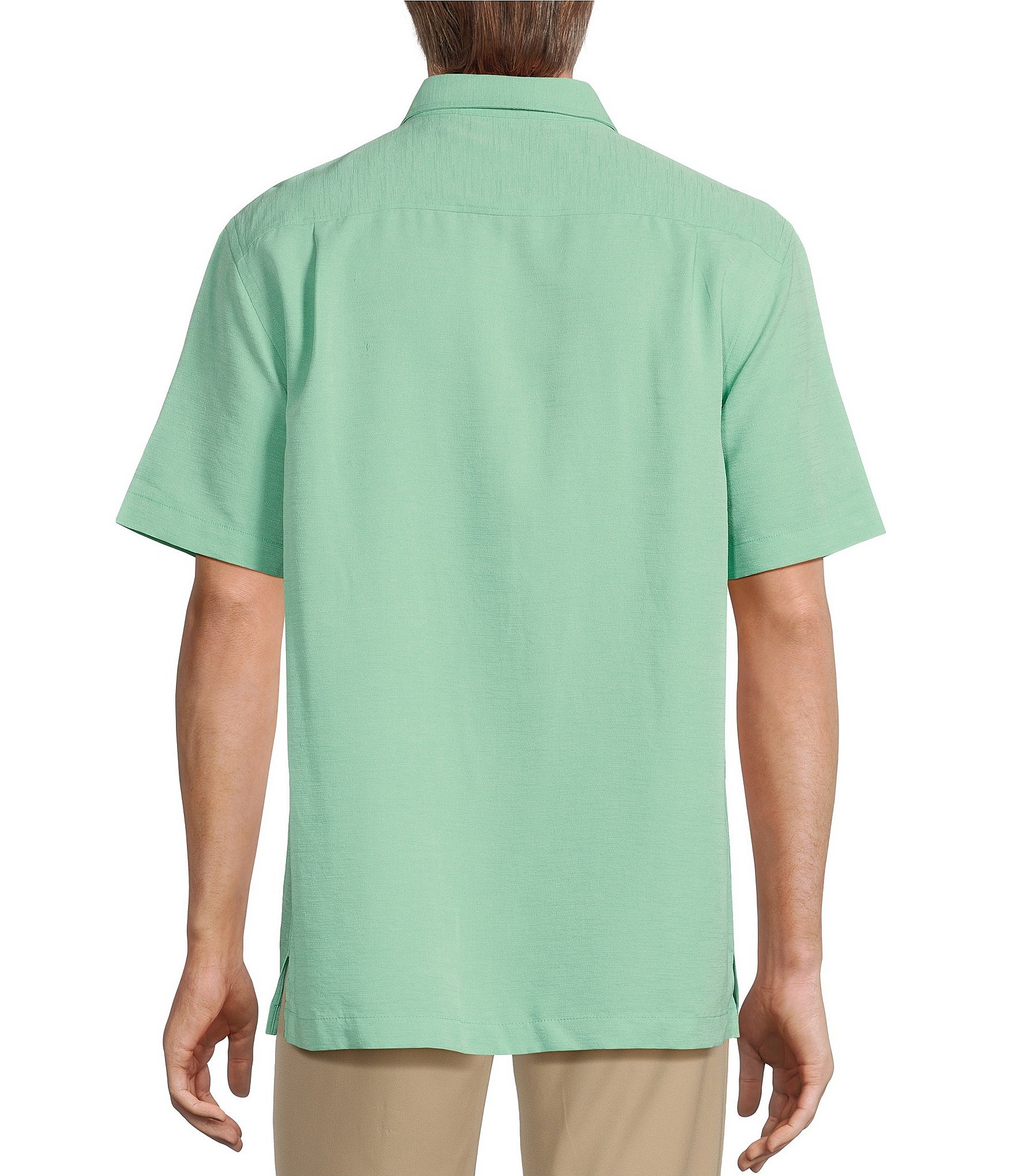 Roundtree & Yorke Short Sleeve Solid Jacquard Sport Shirt