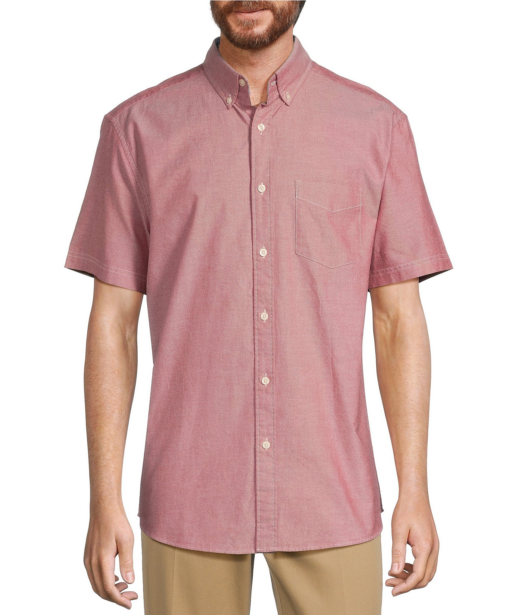 Roundtree & Yorke Short Sleeve Solid Oxford Sport Shirt