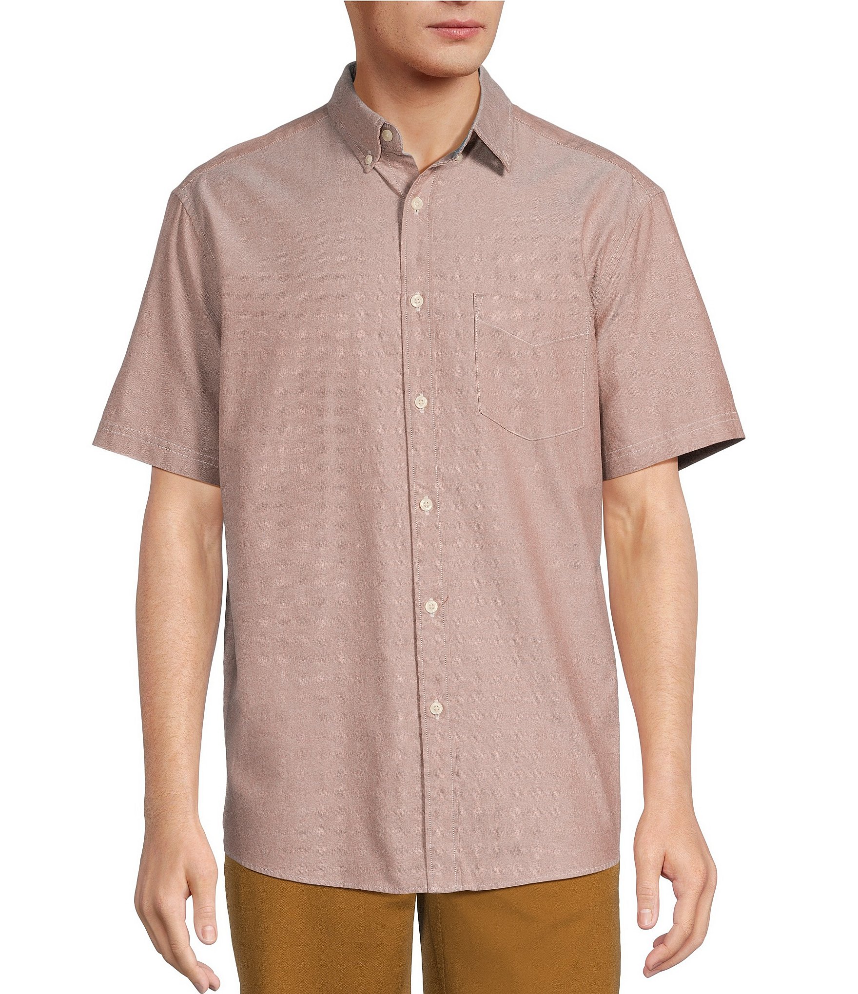 Roundtree & Yorke Short Sleeve Solid Oxford Sport Shirt