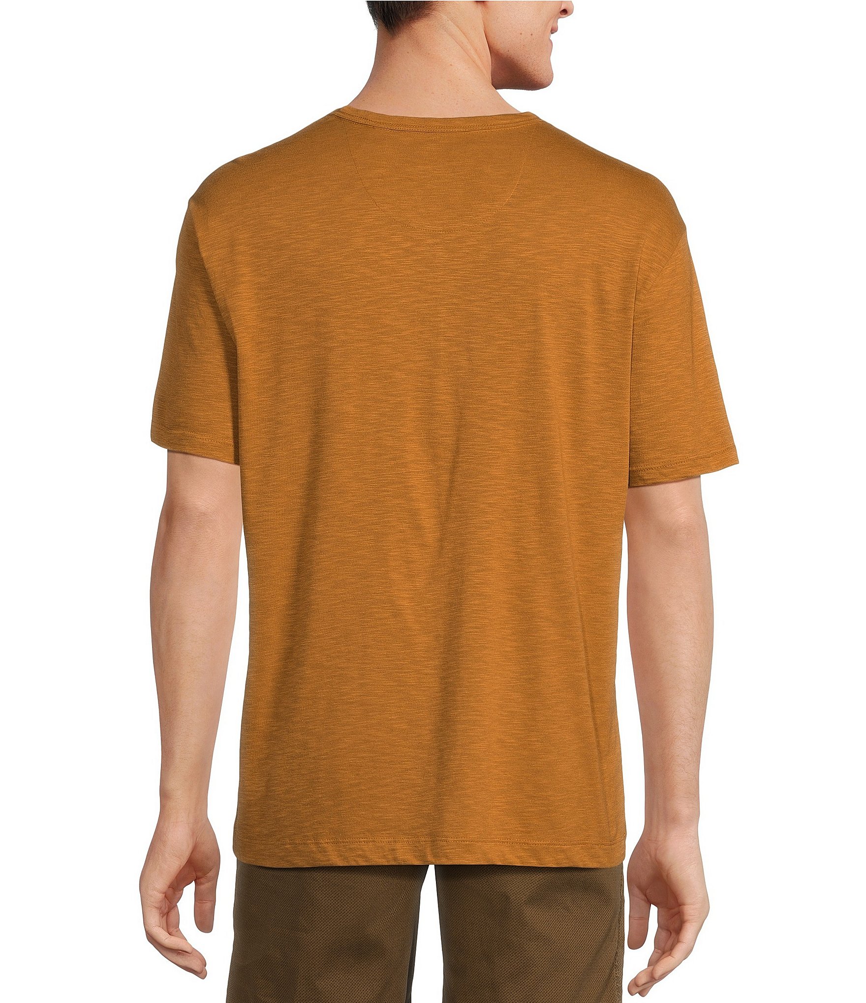 Roundtree & Yorke Short Sleeve Solid Slub Henley Shirt