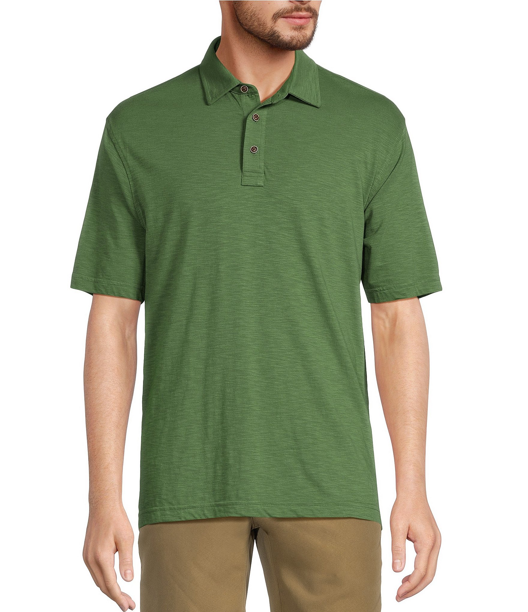 Roundtree & Yorke Short Sleeve Solid Slub Polo Shirt