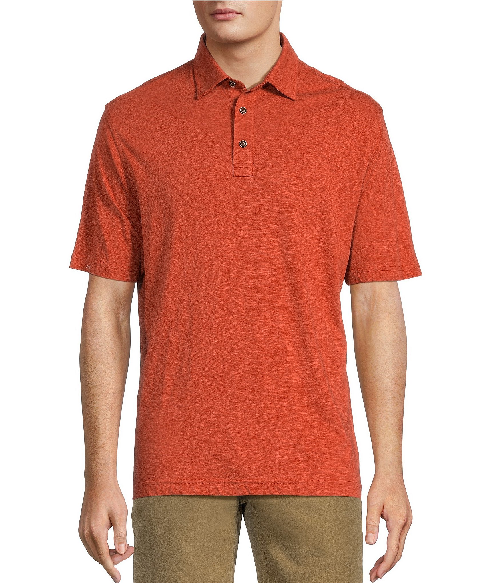 Roundtree & Yorke Short Sleeve Solid Slub Polo Shirt