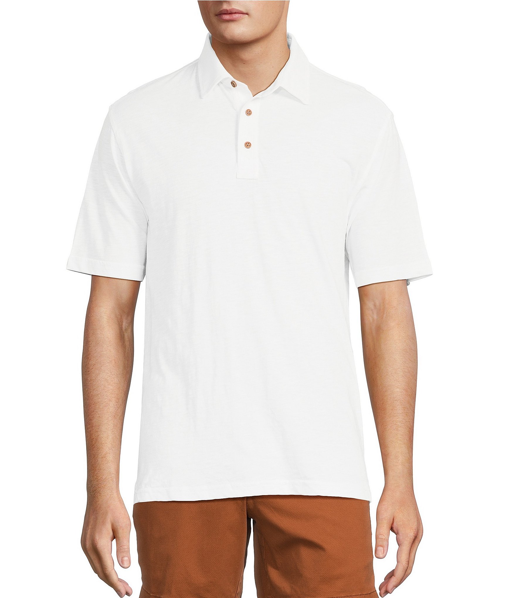 Roundtree & Yorke Short Sleeve Solid Slub Polo Shirt