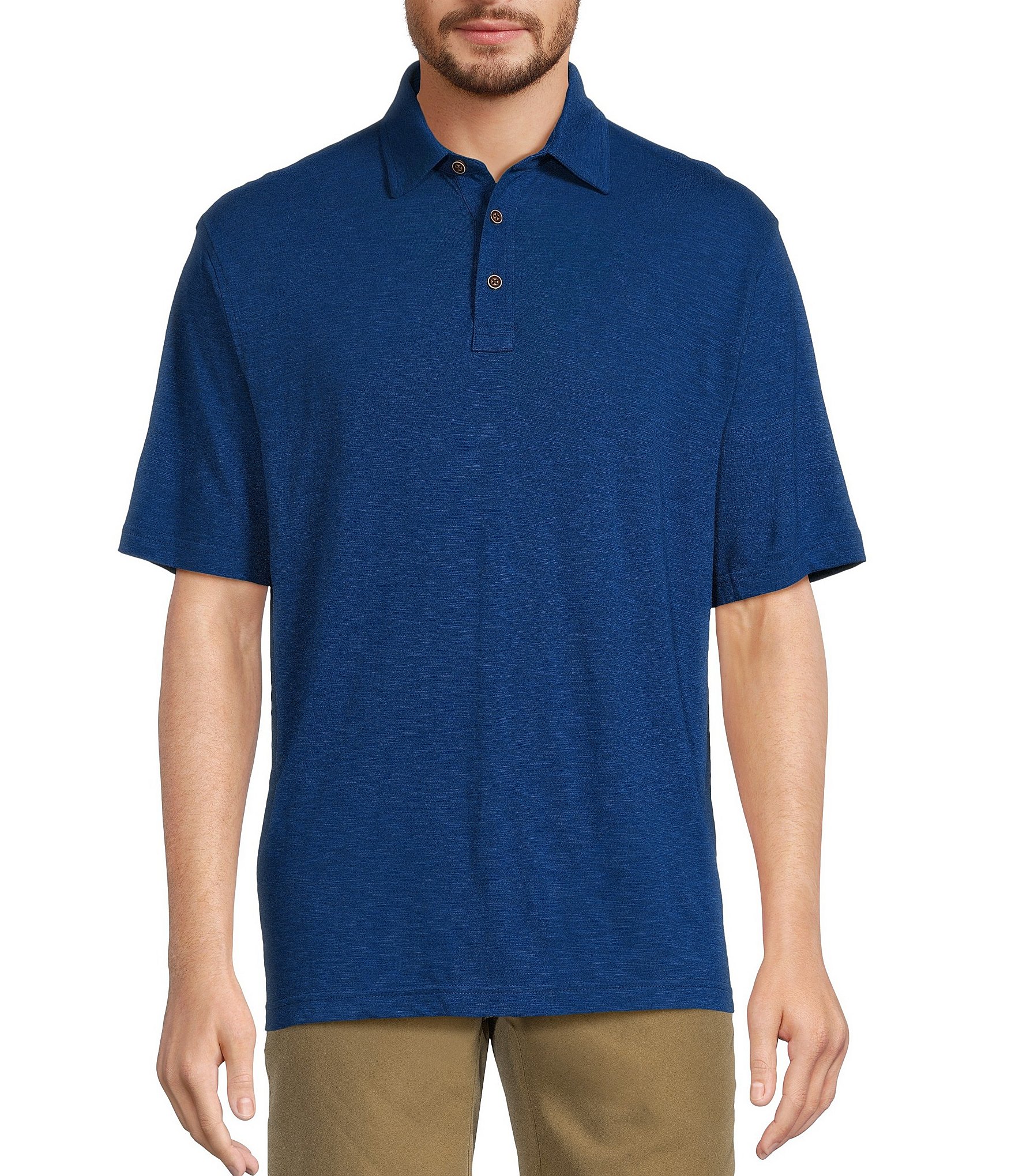 Roundtree & Yorke Short Sleeve Solid Slub Polo Shirt