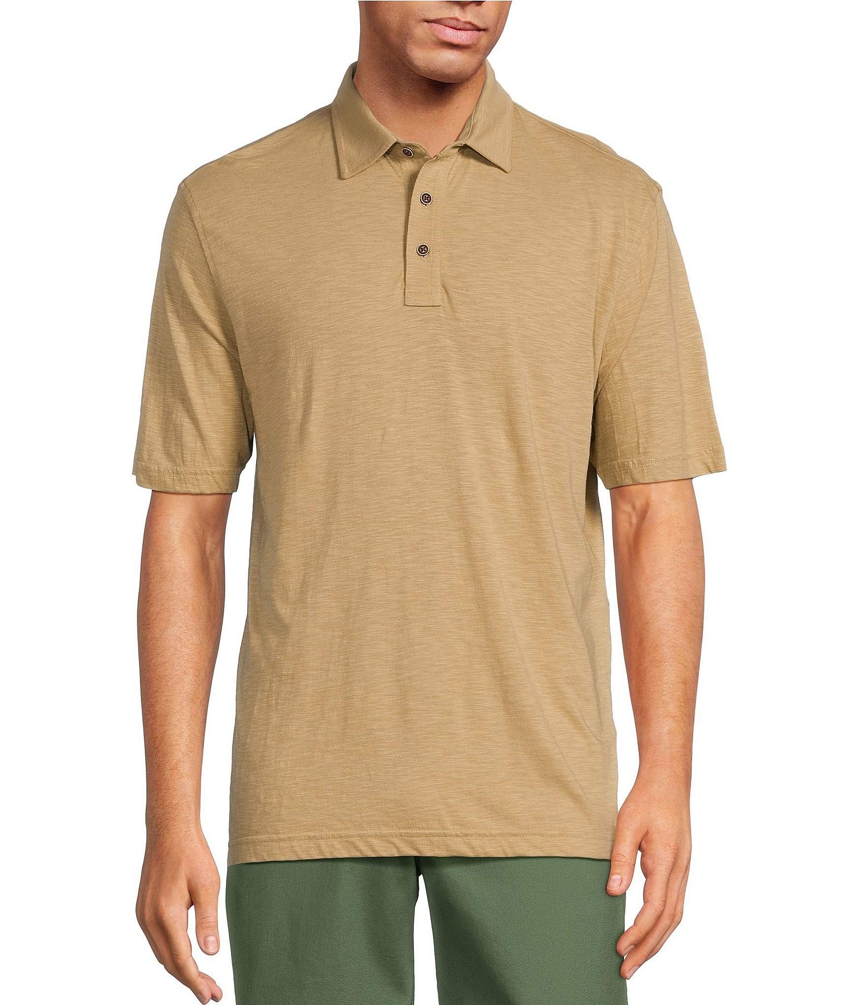 Roundtree & Yorke Short Sleeve Solid Slub Polo Shirt