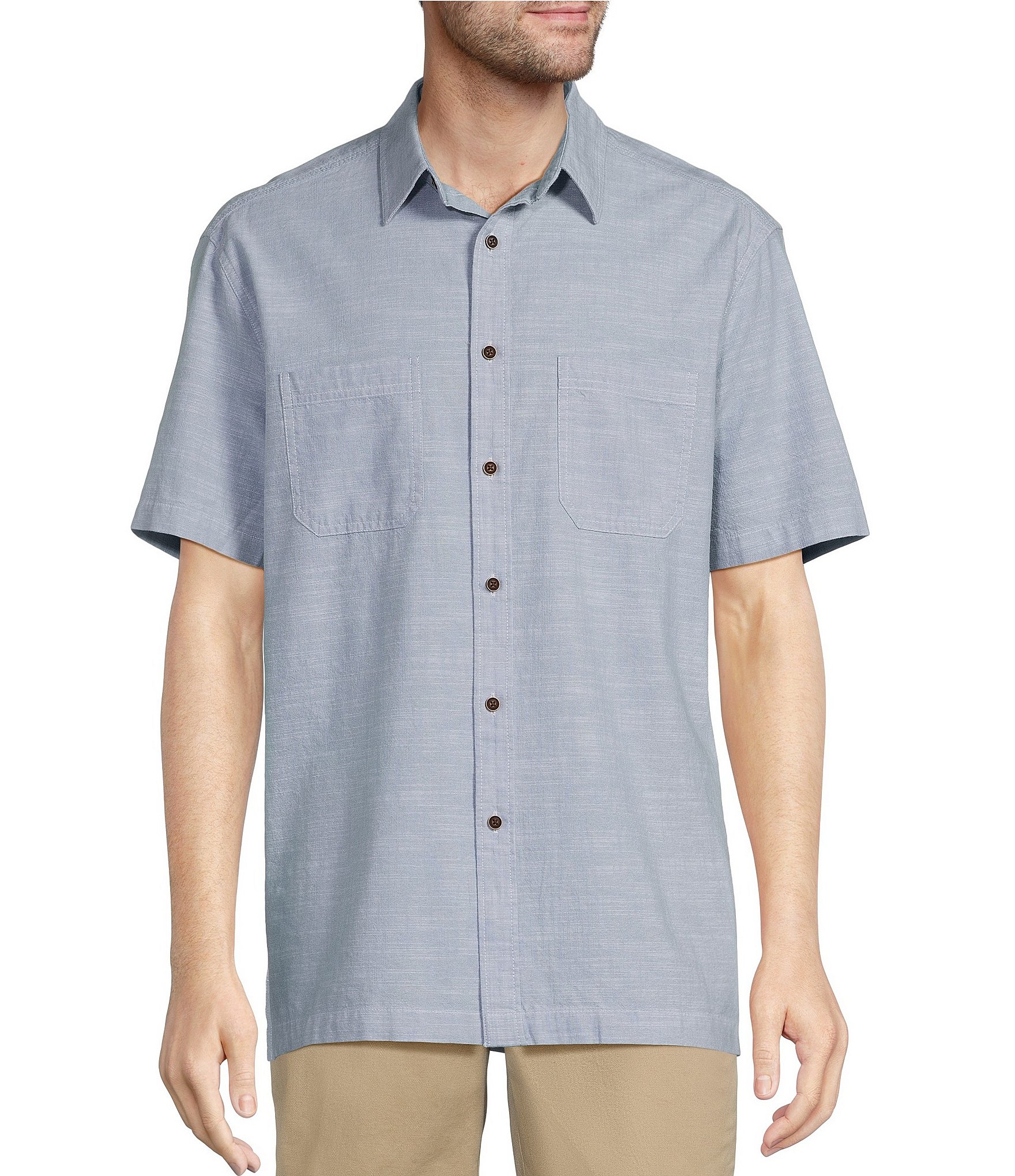 Roundtree & Yorke Short Sleeve Solid Slub Sport Shirt