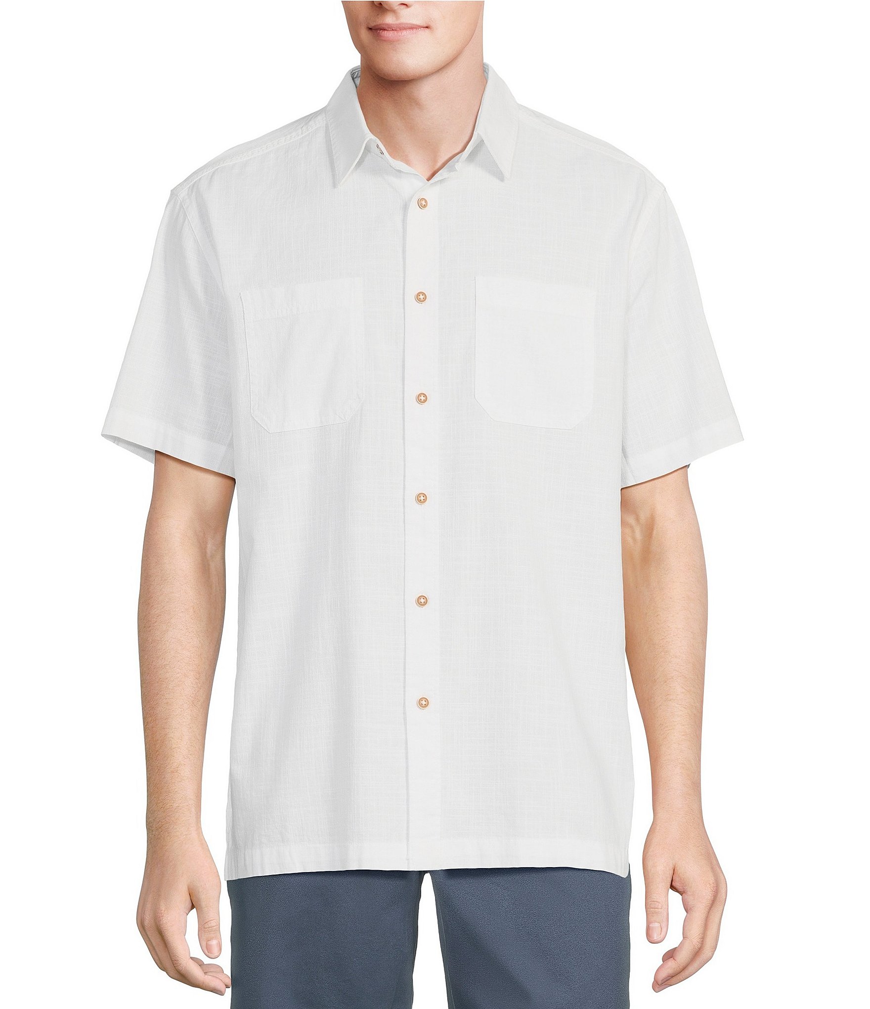 Roundtree & Yorke Short Sleeve Solid Slub Sport Shirt