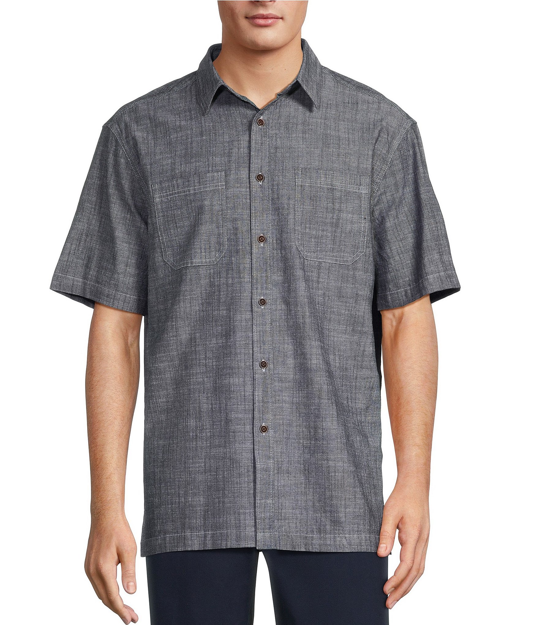 Roundtree & Yorke Short Sleeve Solid Slub Sport Shirt