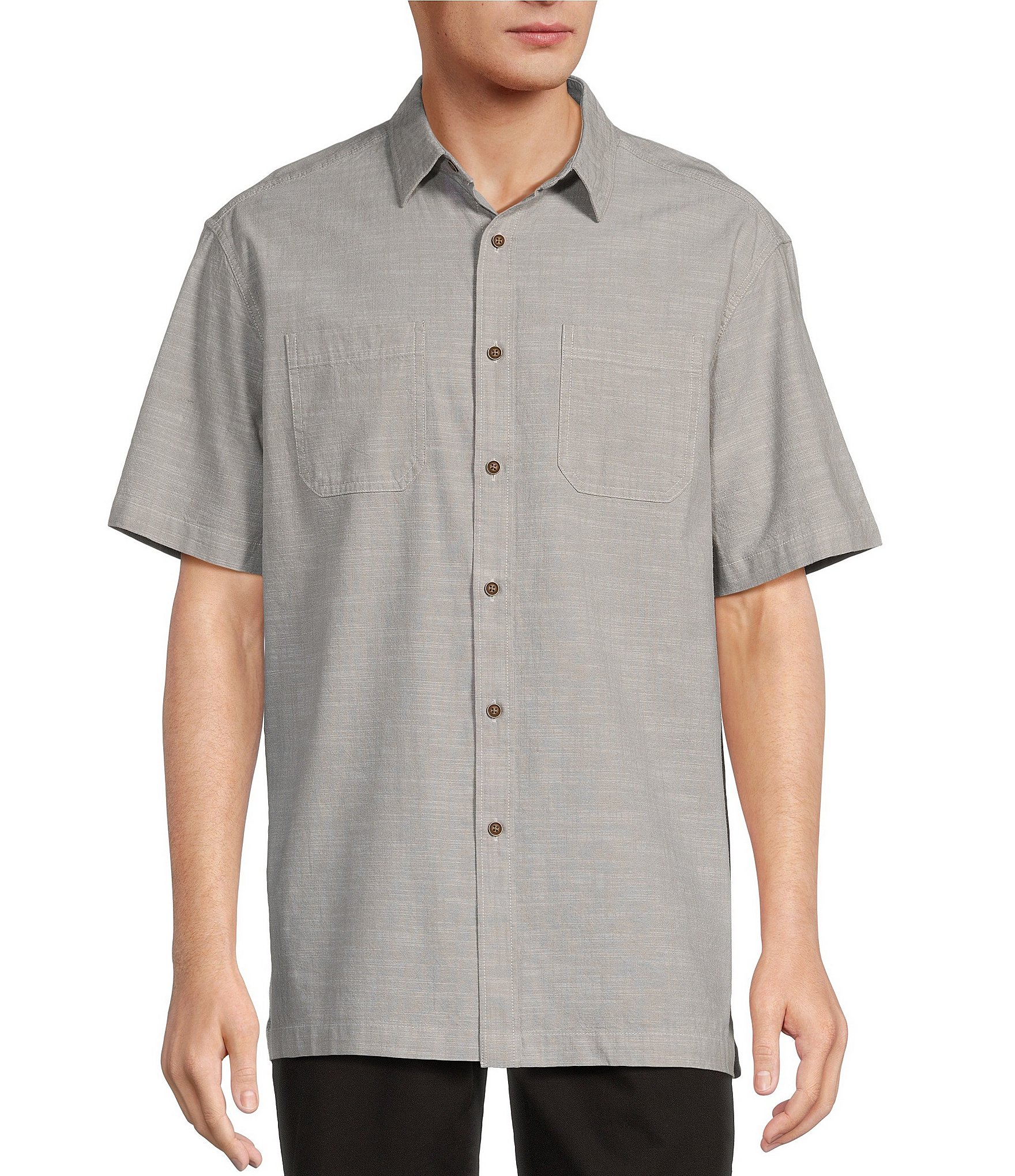 Roundtree & Yorke Short Sleeve Solid Slub Sport Shirt