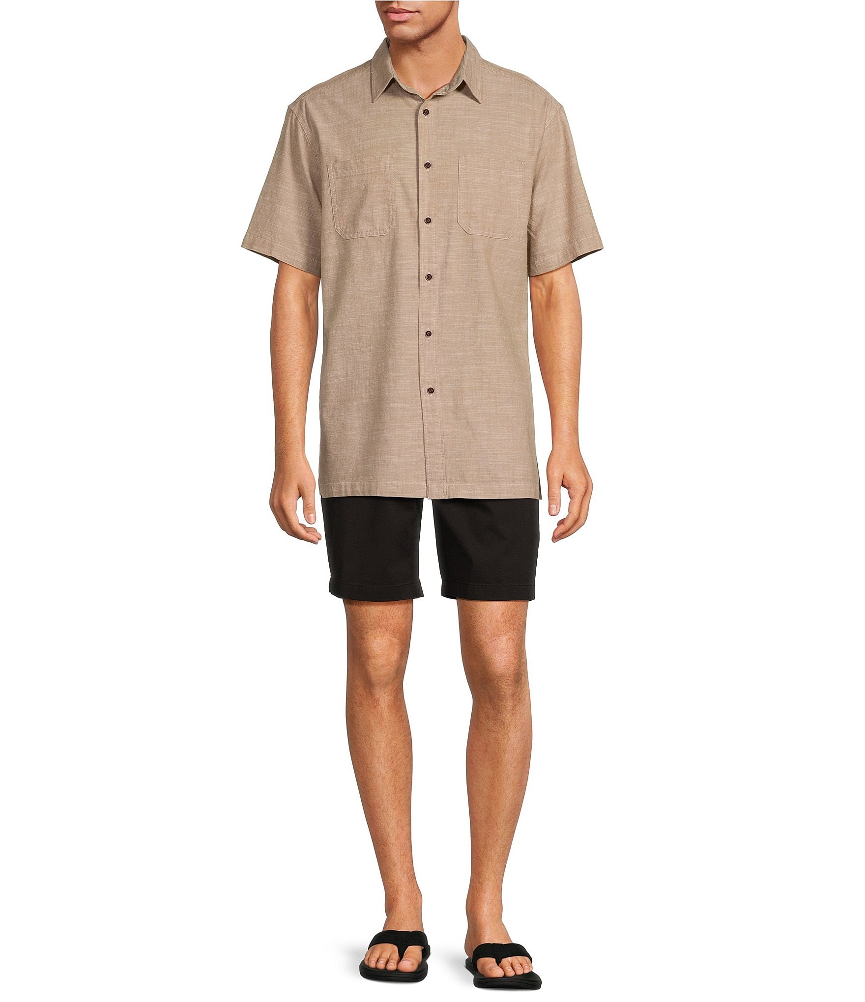 Roundtree & Yorke Short Sleeve Solid Slub Sport Shirt