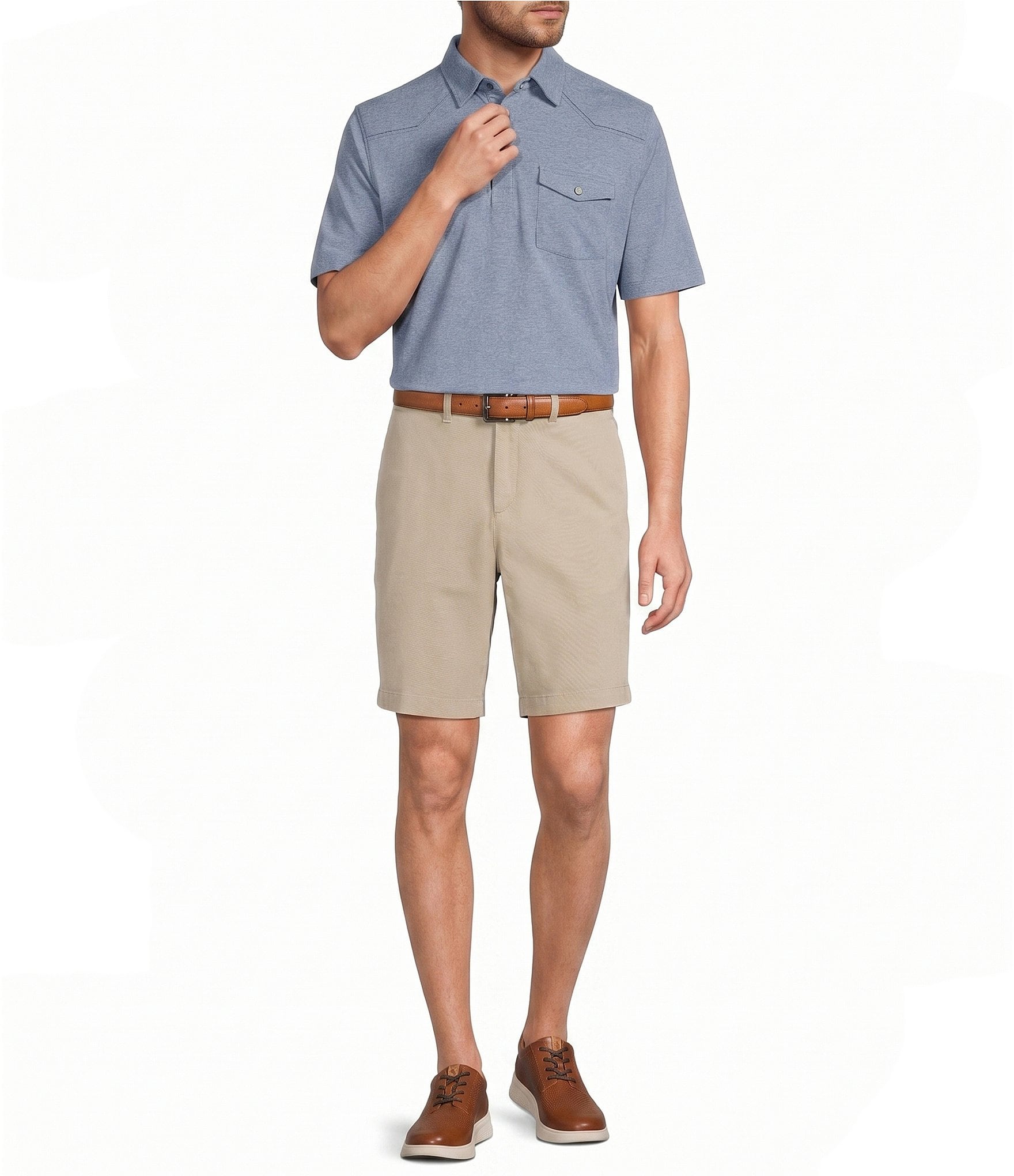 Roundtree & Yorke Short Sleeve Solid Western Polo