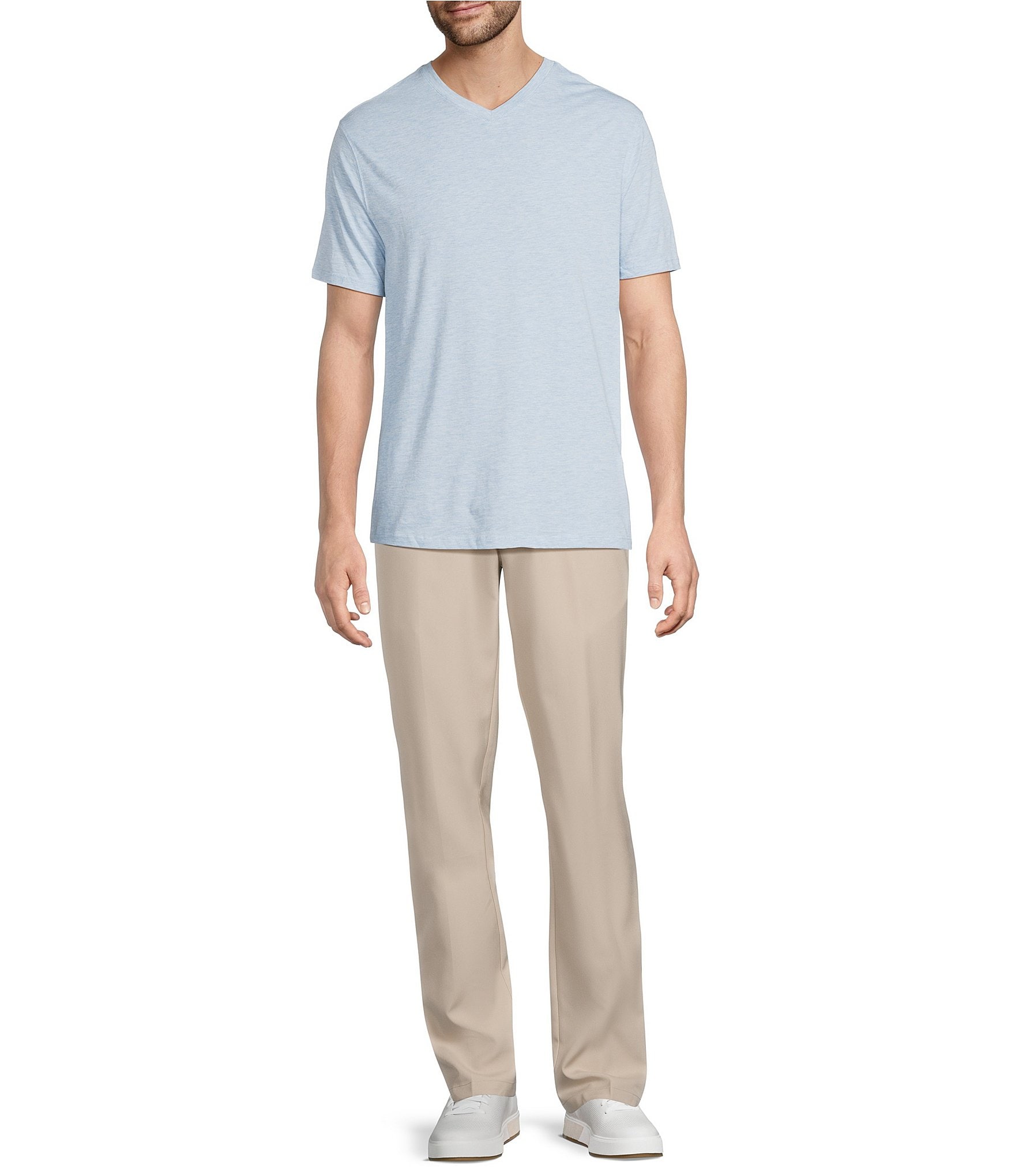 Roundtree & Yorke Solid Cloud Short Sleeve V-Neck T-Shirt