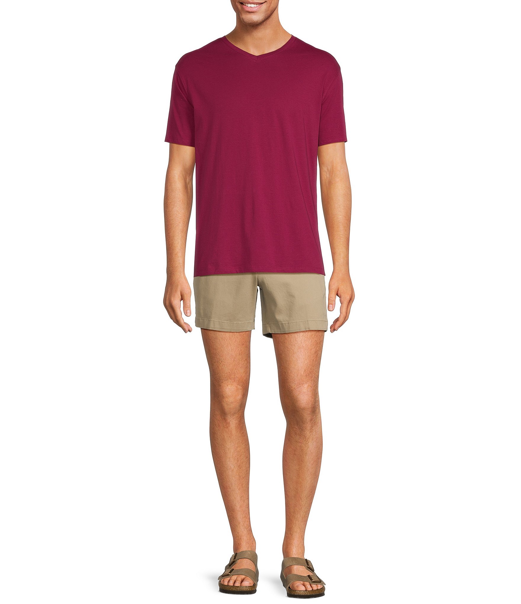 Roundtree & Yorke Solid Cloud Short Sleeve V-Neck T-Shirt
