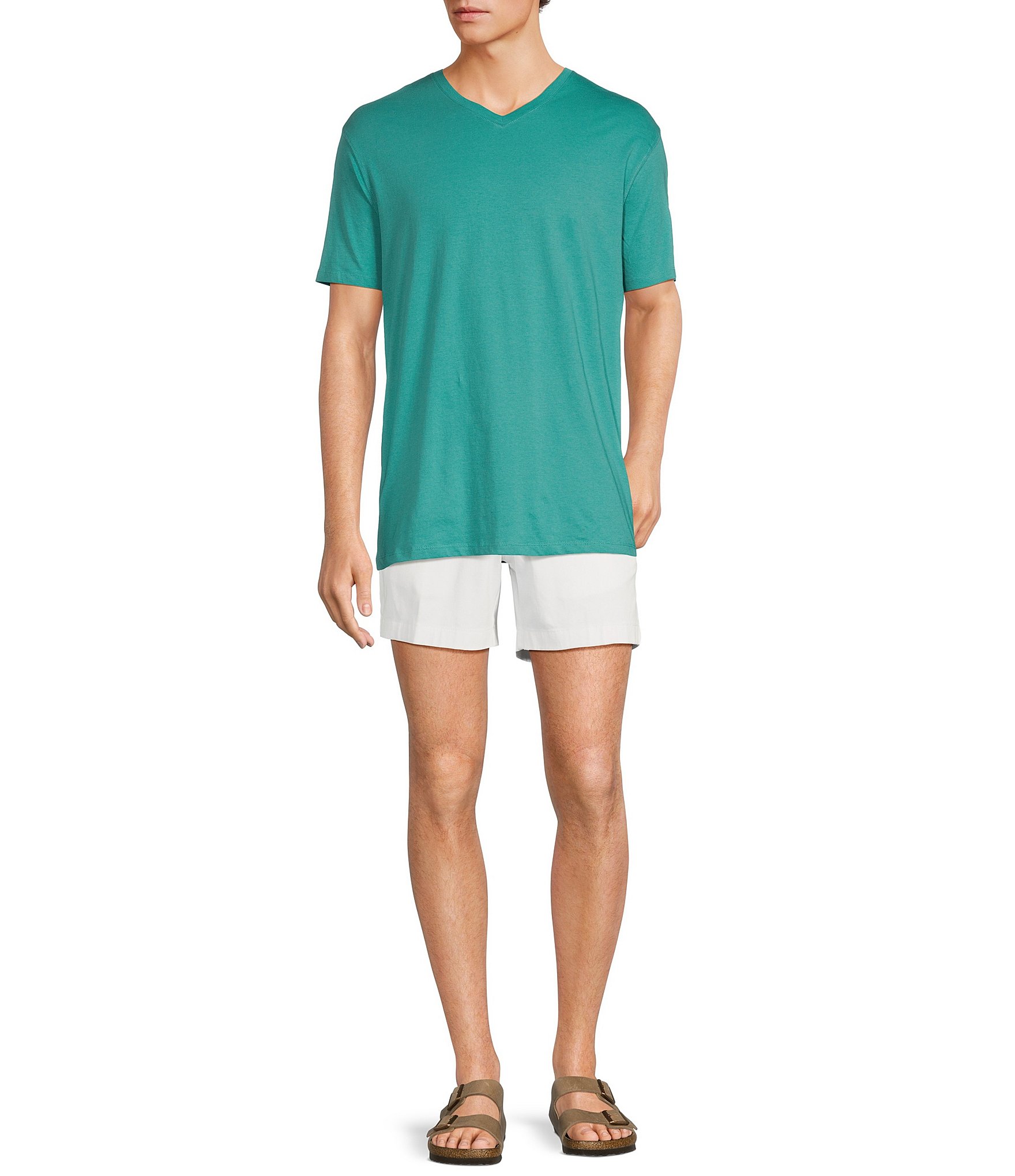 Roundtree & Yorke Solid Cloud Short Sleeve V-Neck T-Shirt