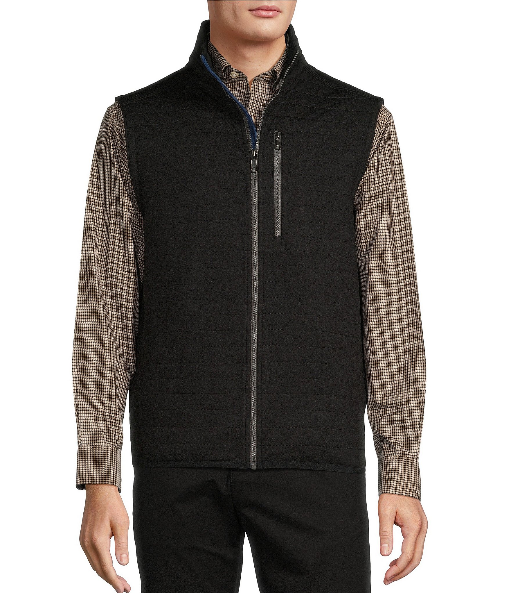 Roundtree & Yorke Solid Quilted Mock Neck Full Zip Vest