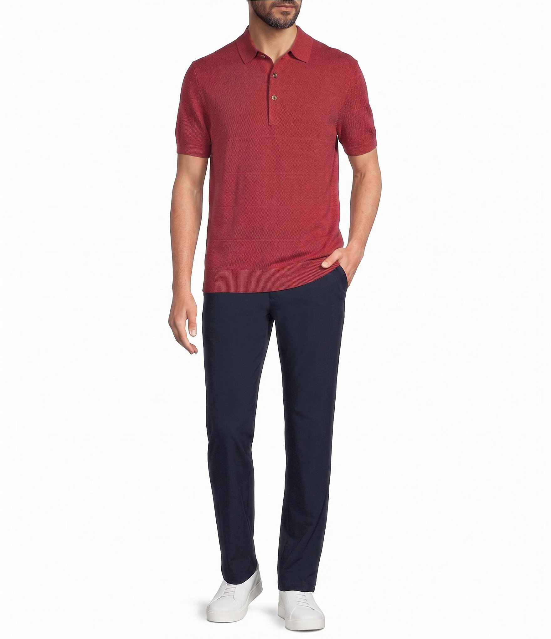 Roundtree & Yorke Solid Soft Knit Polo Sweater