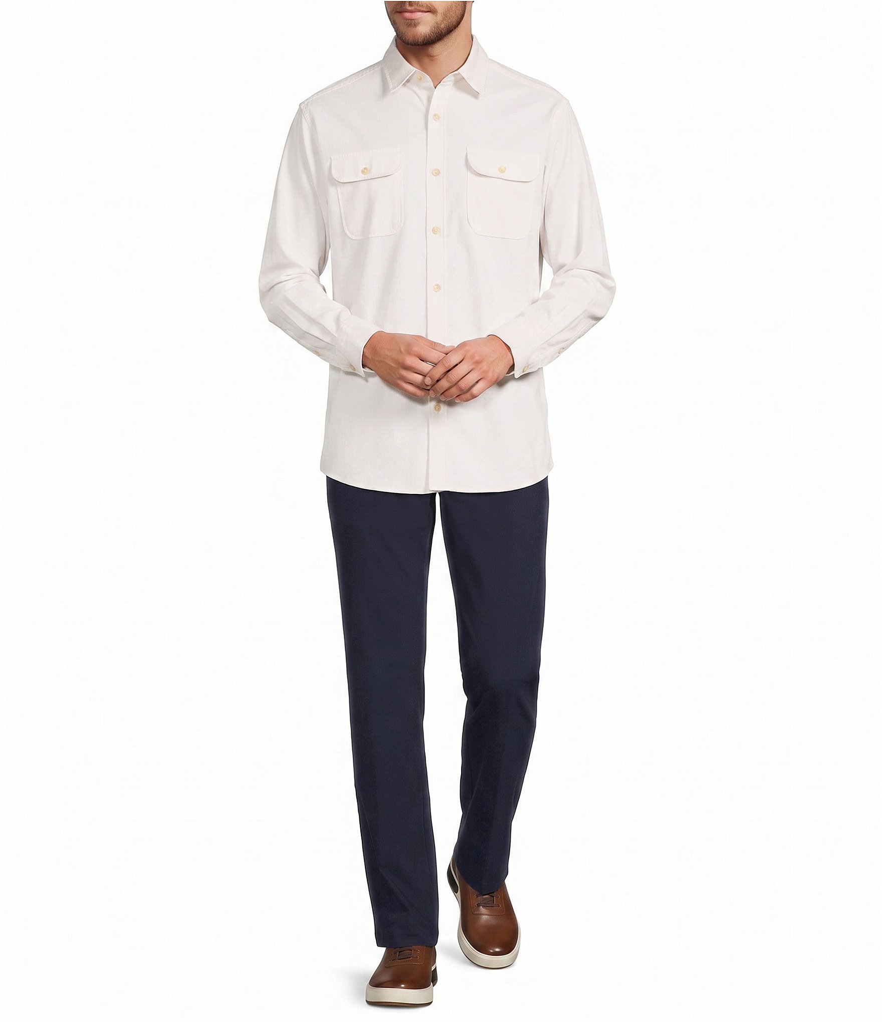 Roundtree & Yorke Solid Textured Sport Shirt