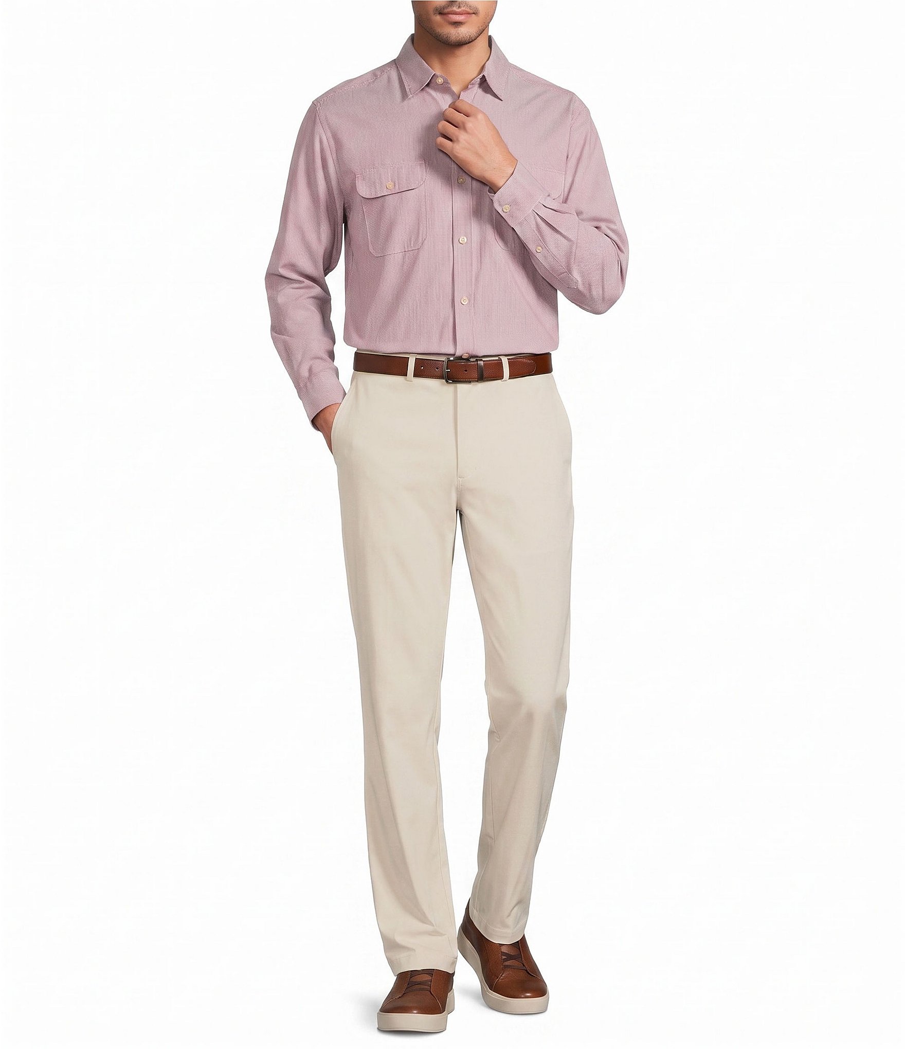 Roundtree & Yorke Solid Textured Sport Shirt