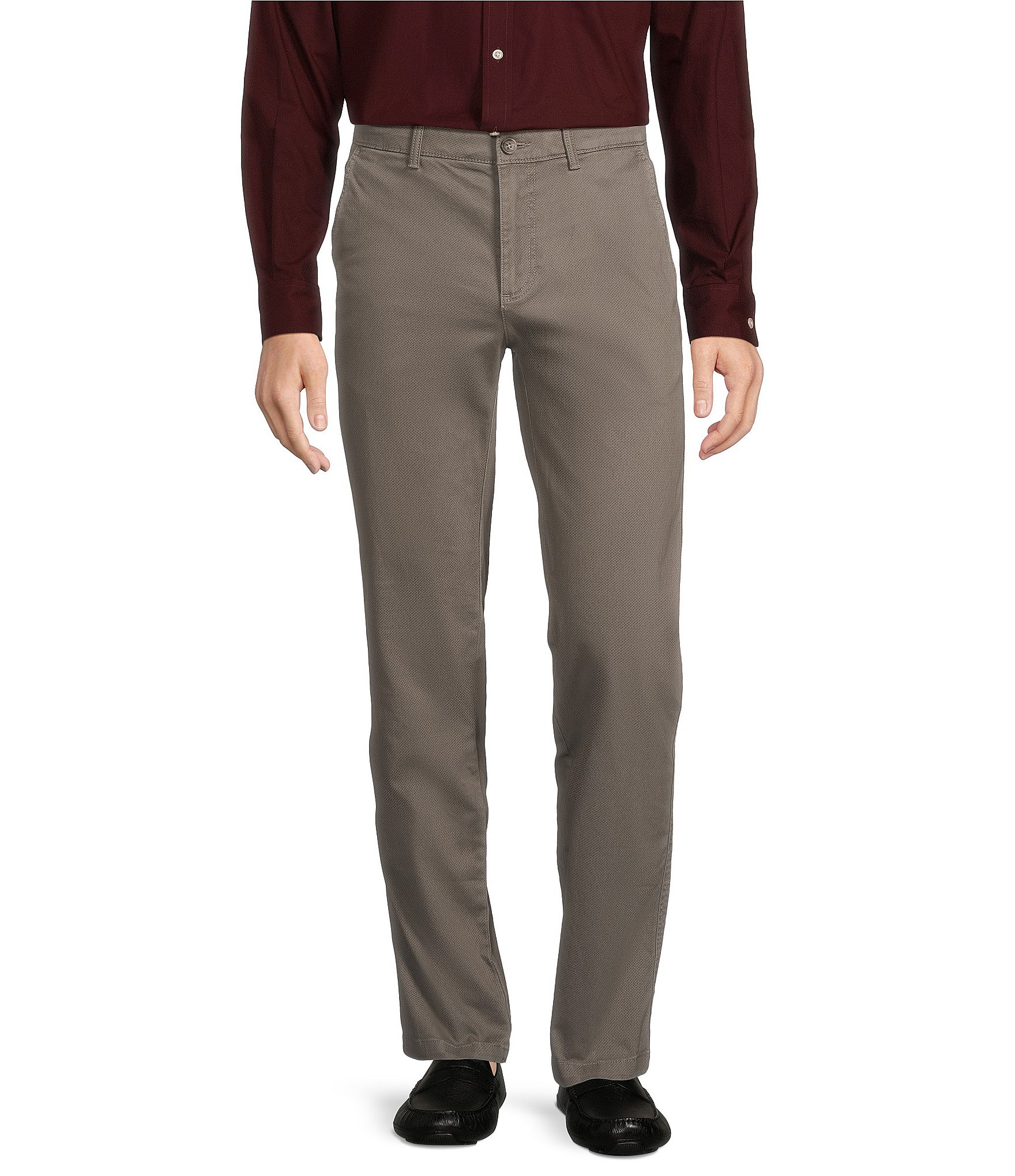 Roundtree & Yorke Straight Fit Flat Front Texture Chino Pants